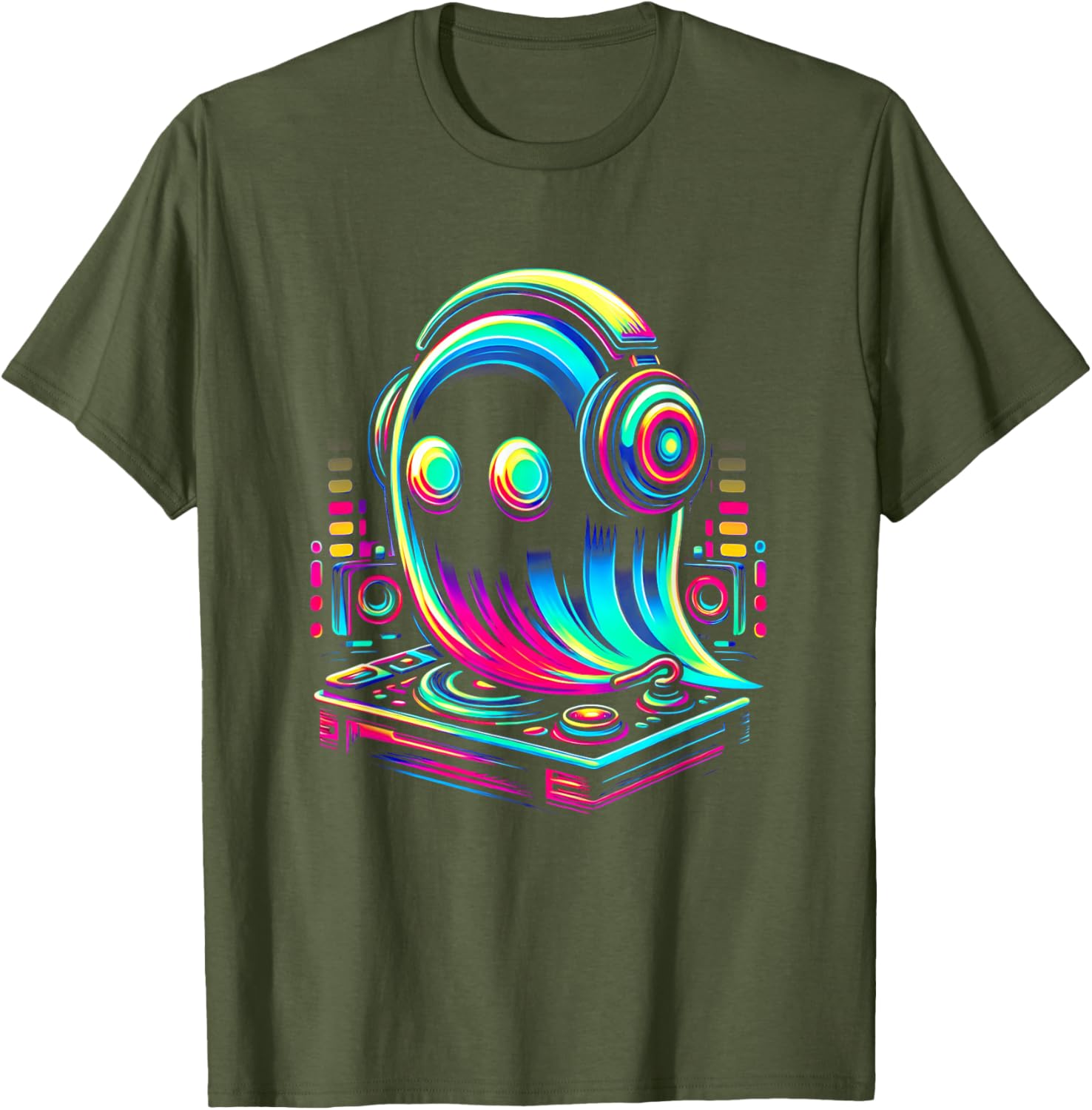 Ghost Optical EDM Rave DJ T-Shirt for House Music Festival Fans - 5