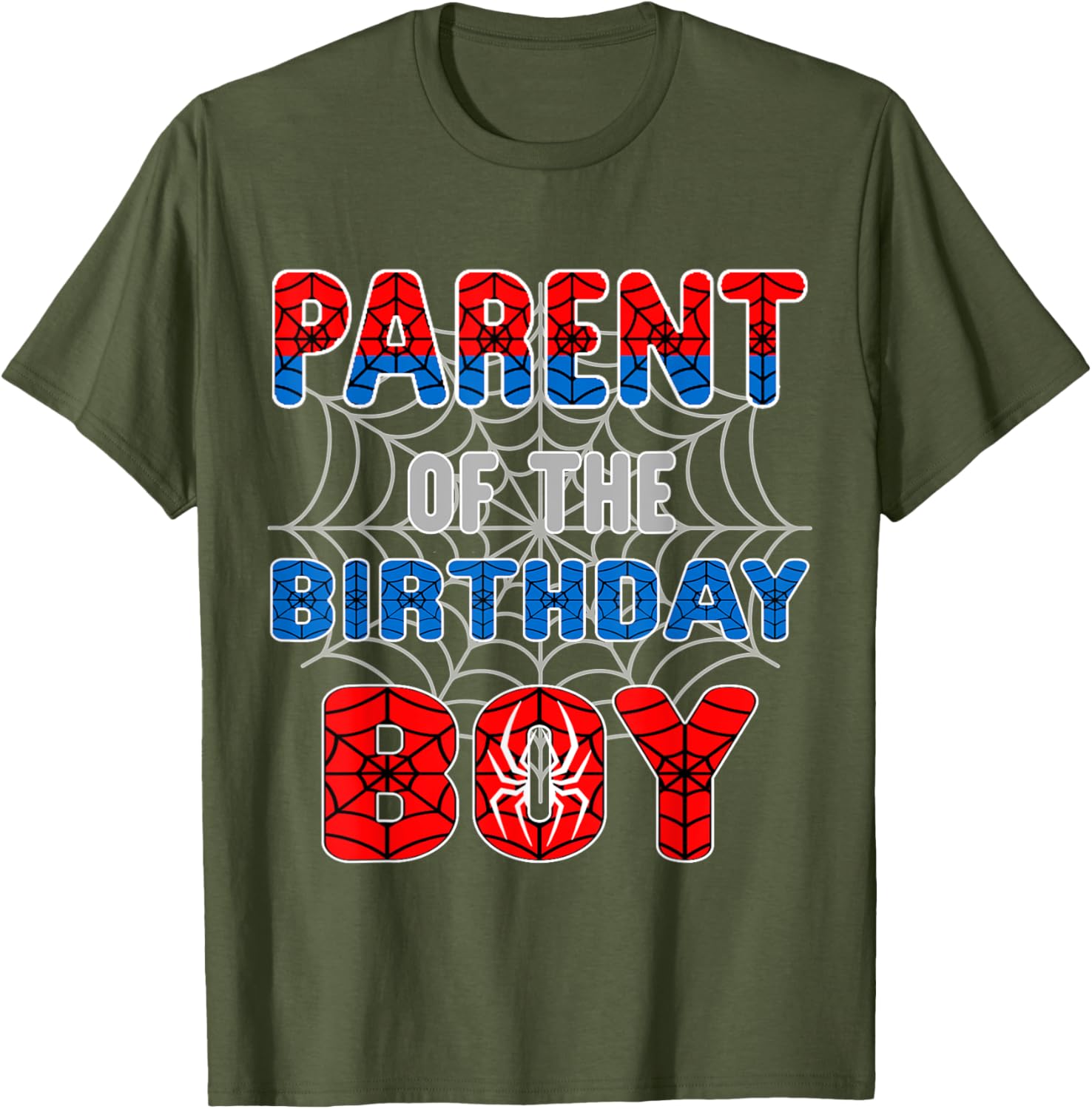 Spider Web Birthday Party T-Shirt for Proud Parents of the Birthday Boy - 14