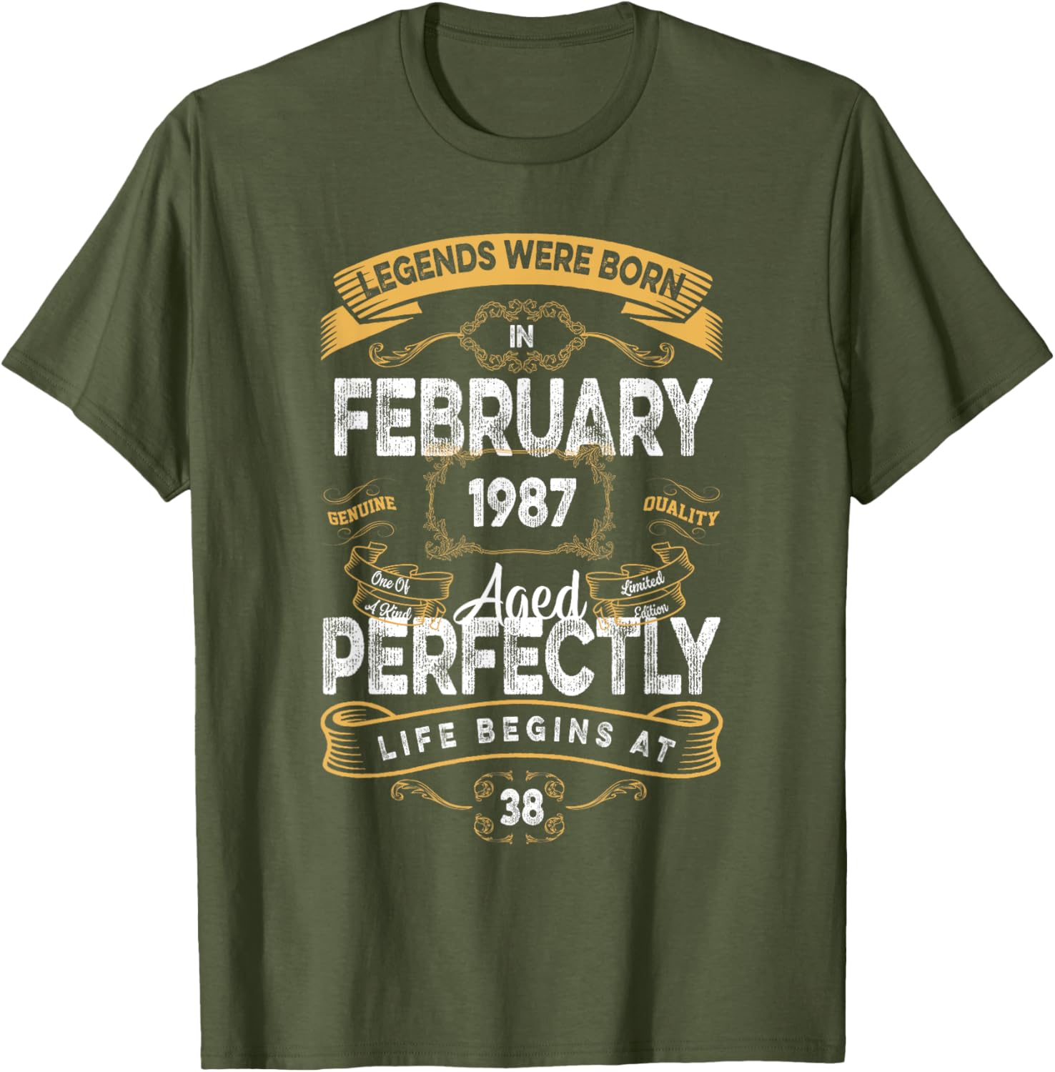 Vintage 38th Birthday T-Shirt for Legends Born in February 1987 - 6