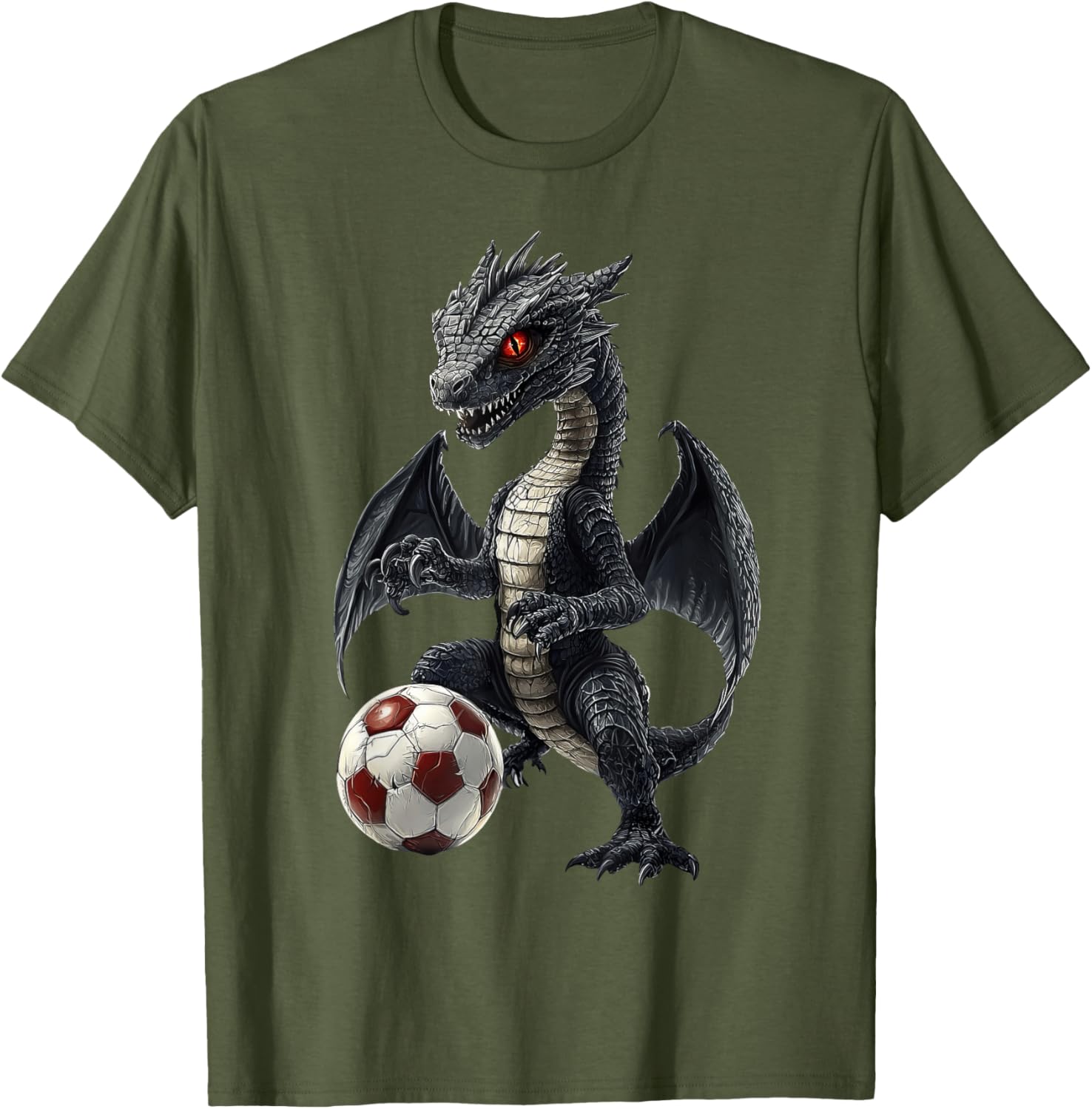 Fun Dragon Playing Soccer T-Shirt for Kids and Adults - Cute Sports Tee - 12
