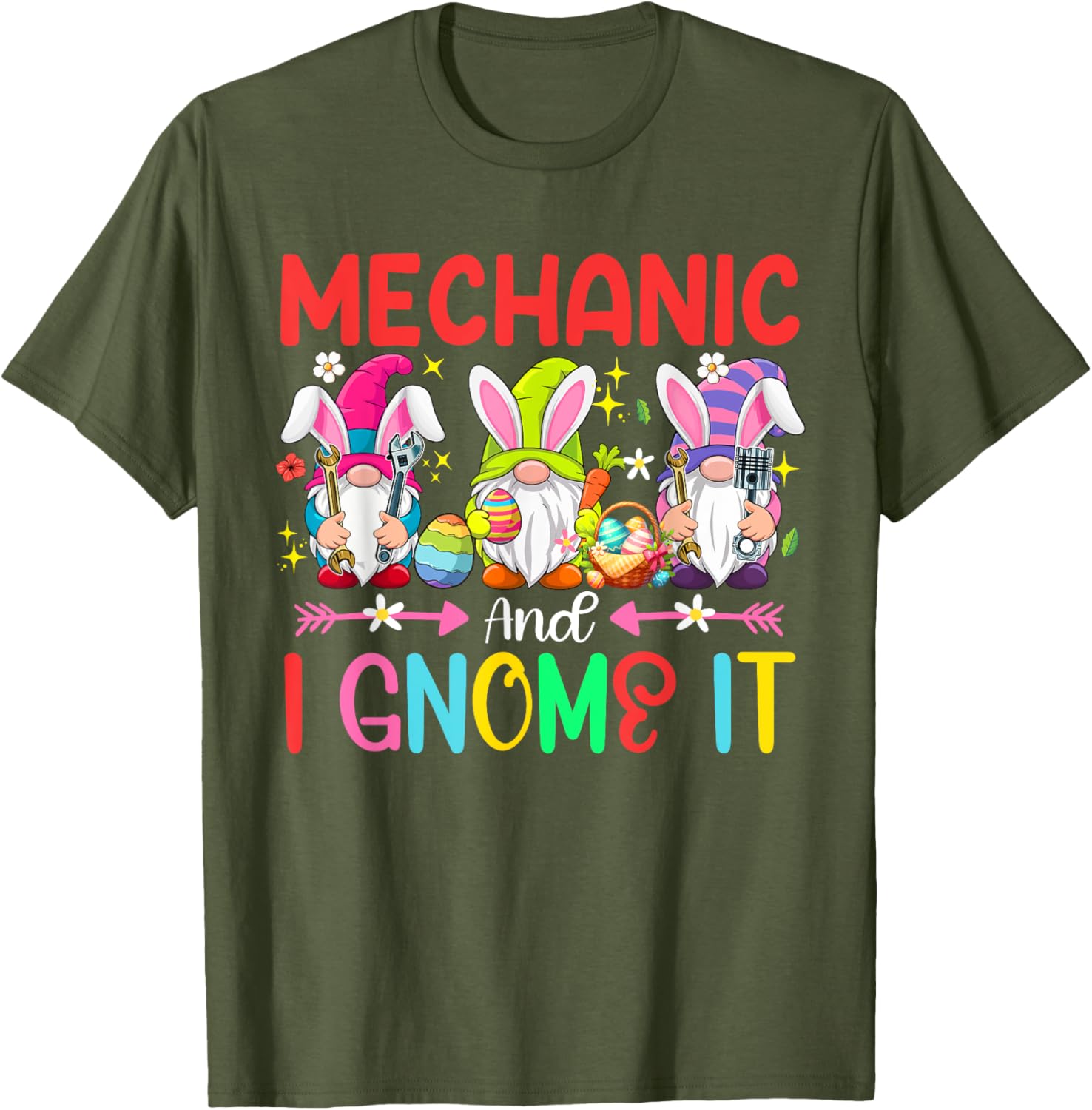 Funny Mechanic and Gnomes Easter Job Team T-Shirt for Gnome Lovers - 20