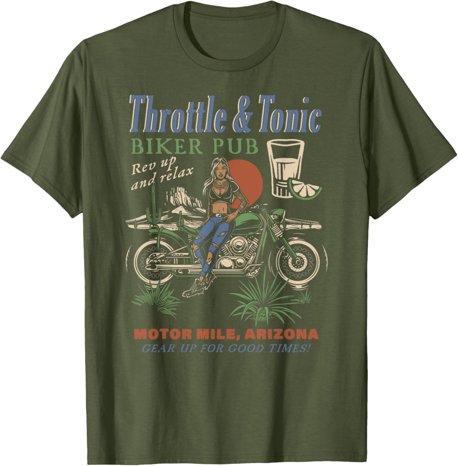 Ripple Junction Throttle and Tonic Biker Bar T-Shirt for Motor Enthusiasts - 1