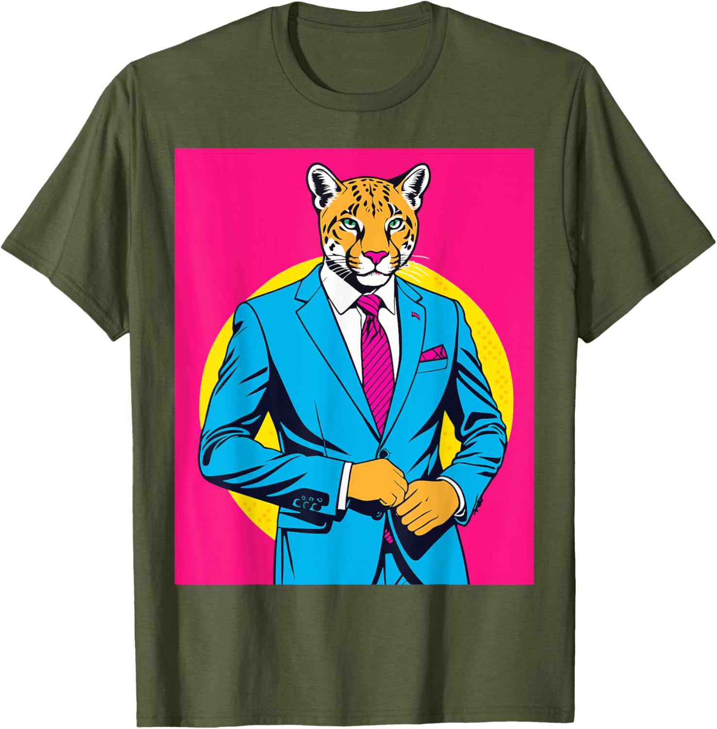 Pop Art Puma in Business Suit T-Shirt for Stylish Animal Lovers - 22