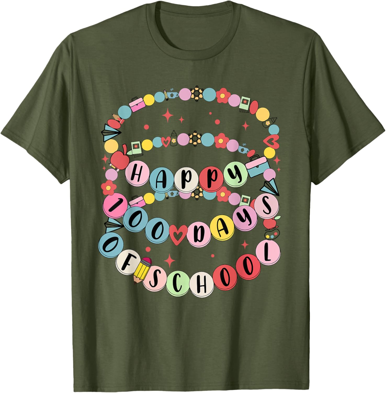 Cute Little Girl 100 Days Of School Friendship Bracelet T-Shirt - 3