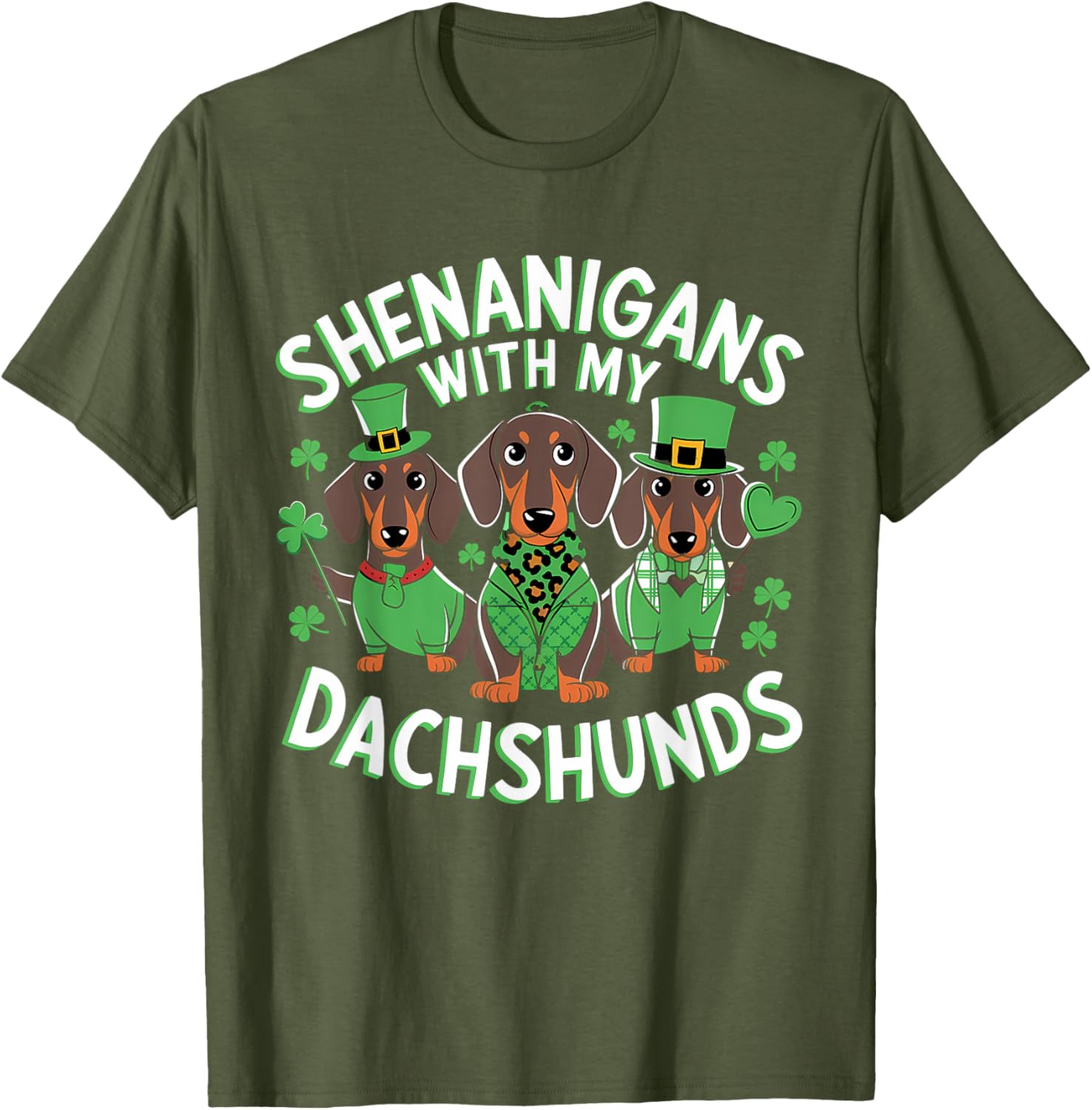 St Patrick's Day Irish Dachshund Shamrock T-Shirt for Dog Lovers - 2