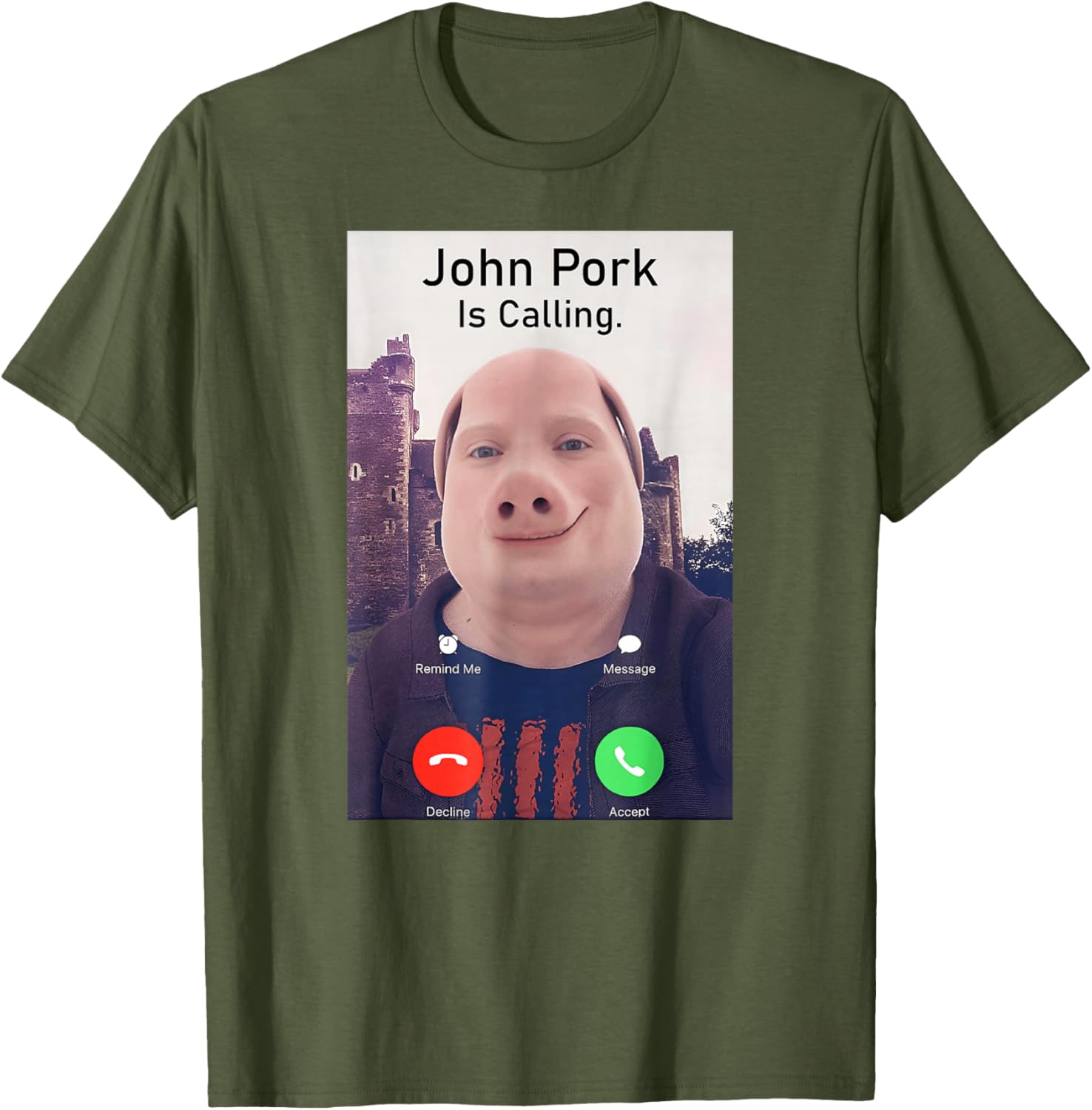 John Pork Is Calling Funny Sarcastic Answer Phone Humor T-Shirt - 1