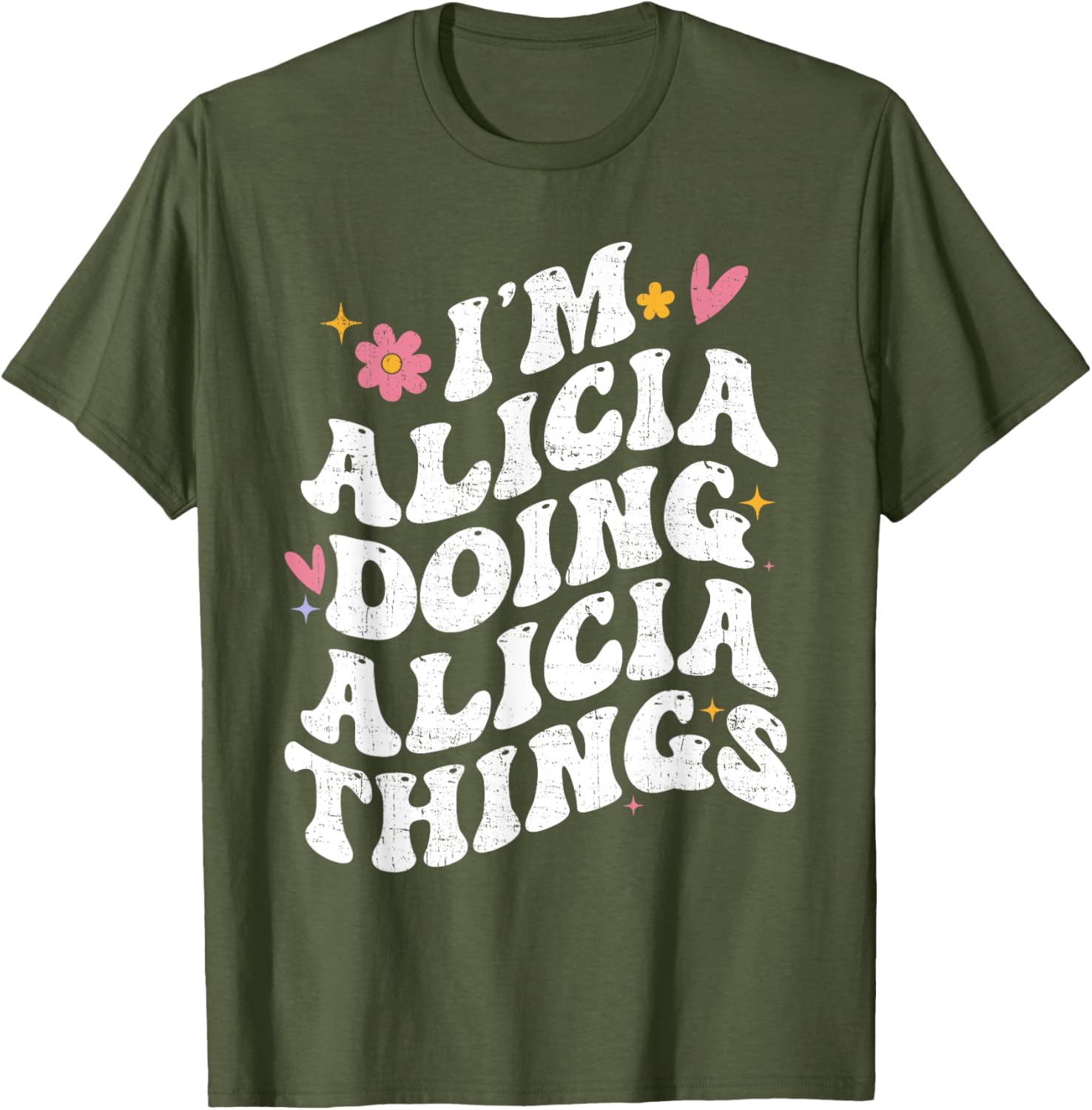 Retro Groovy I'm Alicia Doing Alicia Things Personalized T-Shirt - 12