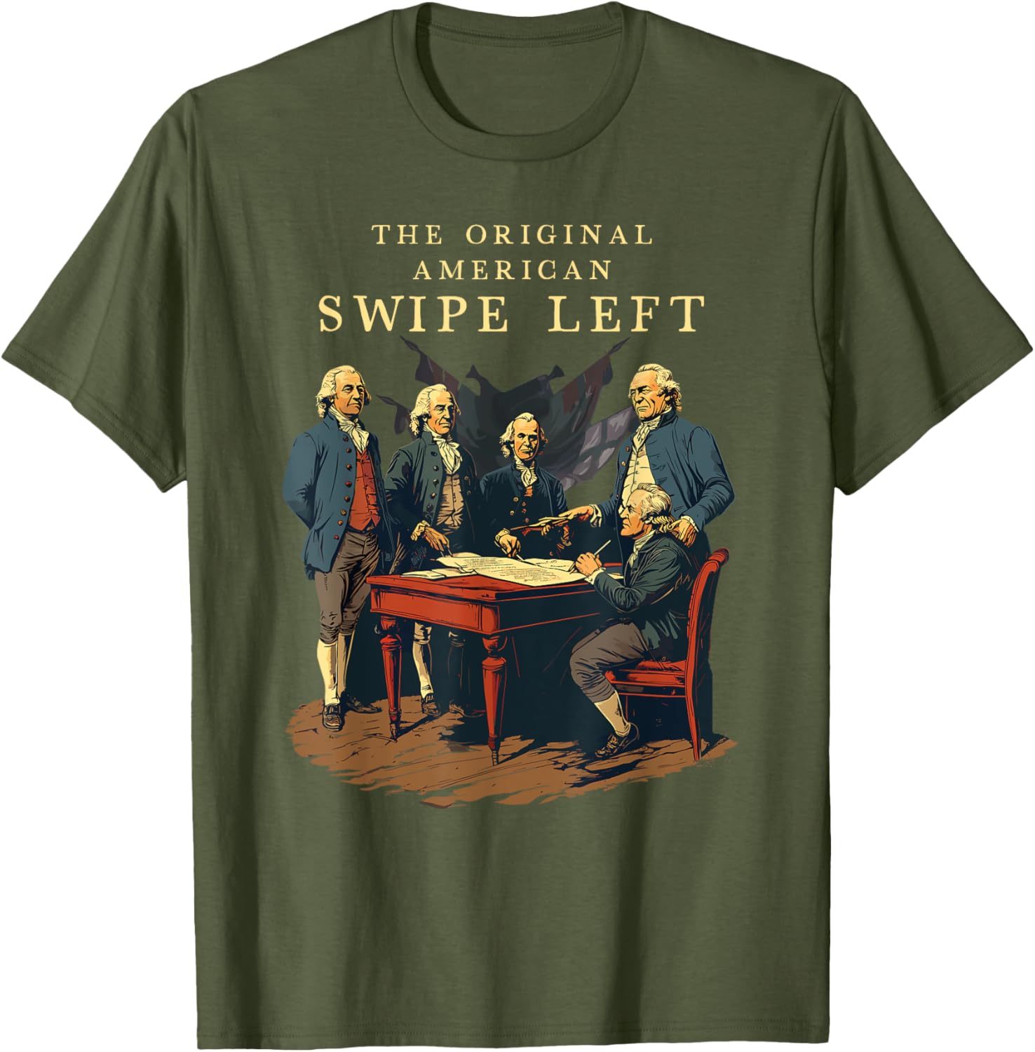Declaration of Independence Swipe Left T-Shirt for American History Lovers - 3