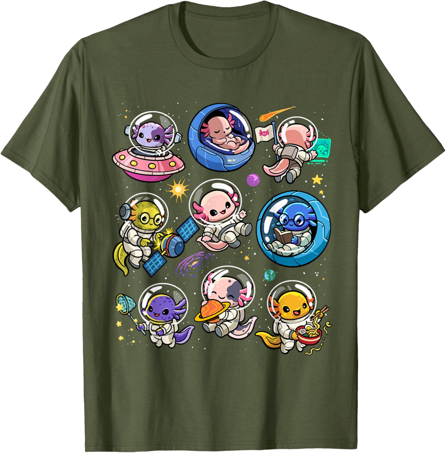 Cute Galaxy Axolotl Astronaut T-Shirt for Space Lovers and Kids - 5