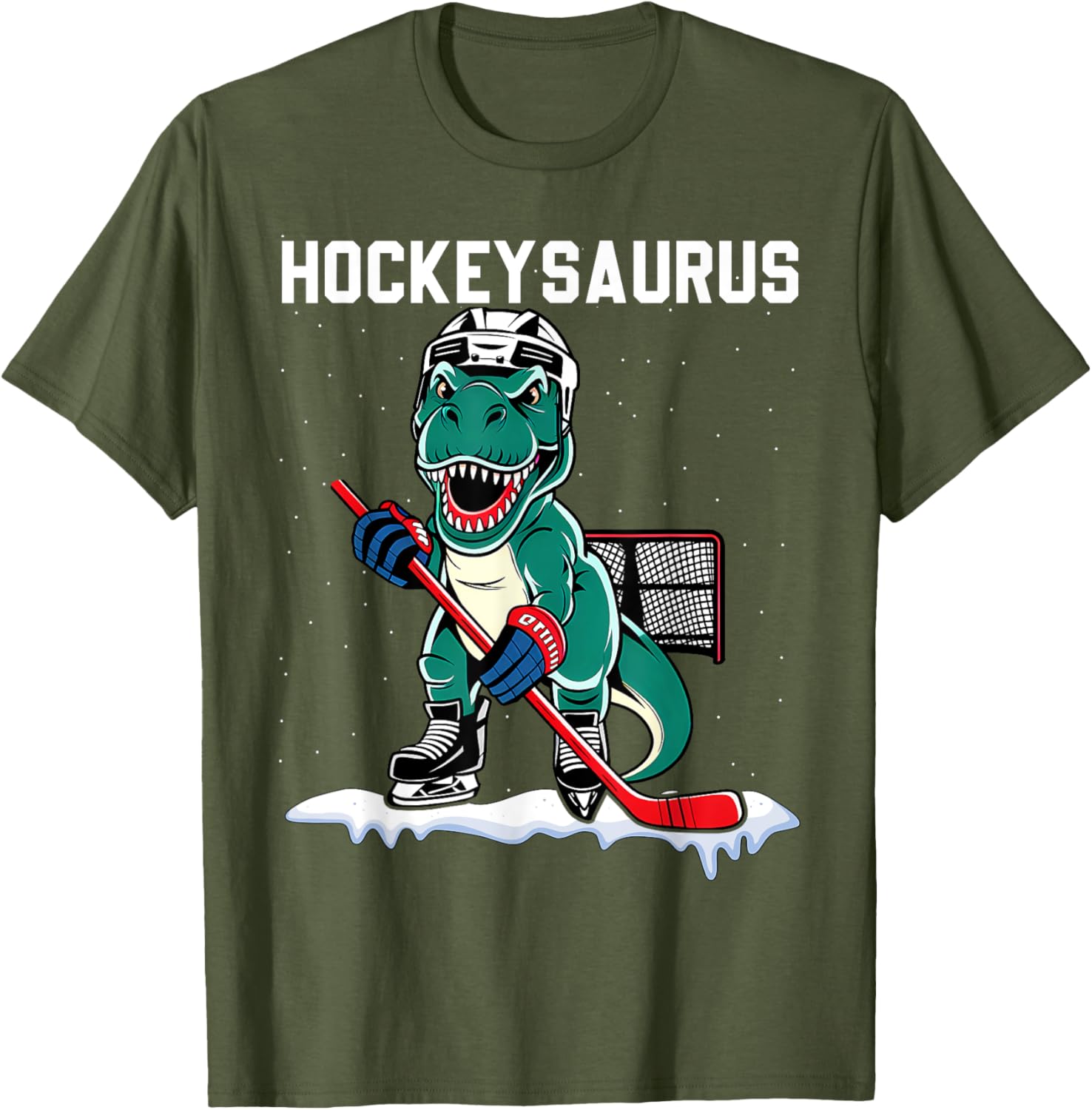 Ice Hockey Dinosaur Kids T-Shirt for Boys - Fun Hockeysaurus Design - 3