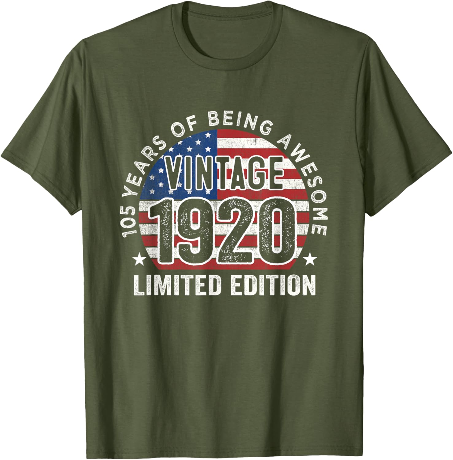 Vintage 1920 105th Birthday Gift T-Shirt for Men with USA Flag Design - 9