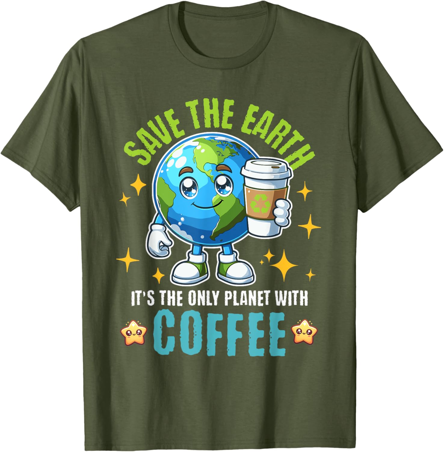 Save the Earth Coffee T-Shirt for Earth Day 2025 - Eco-Friendly Style - 2