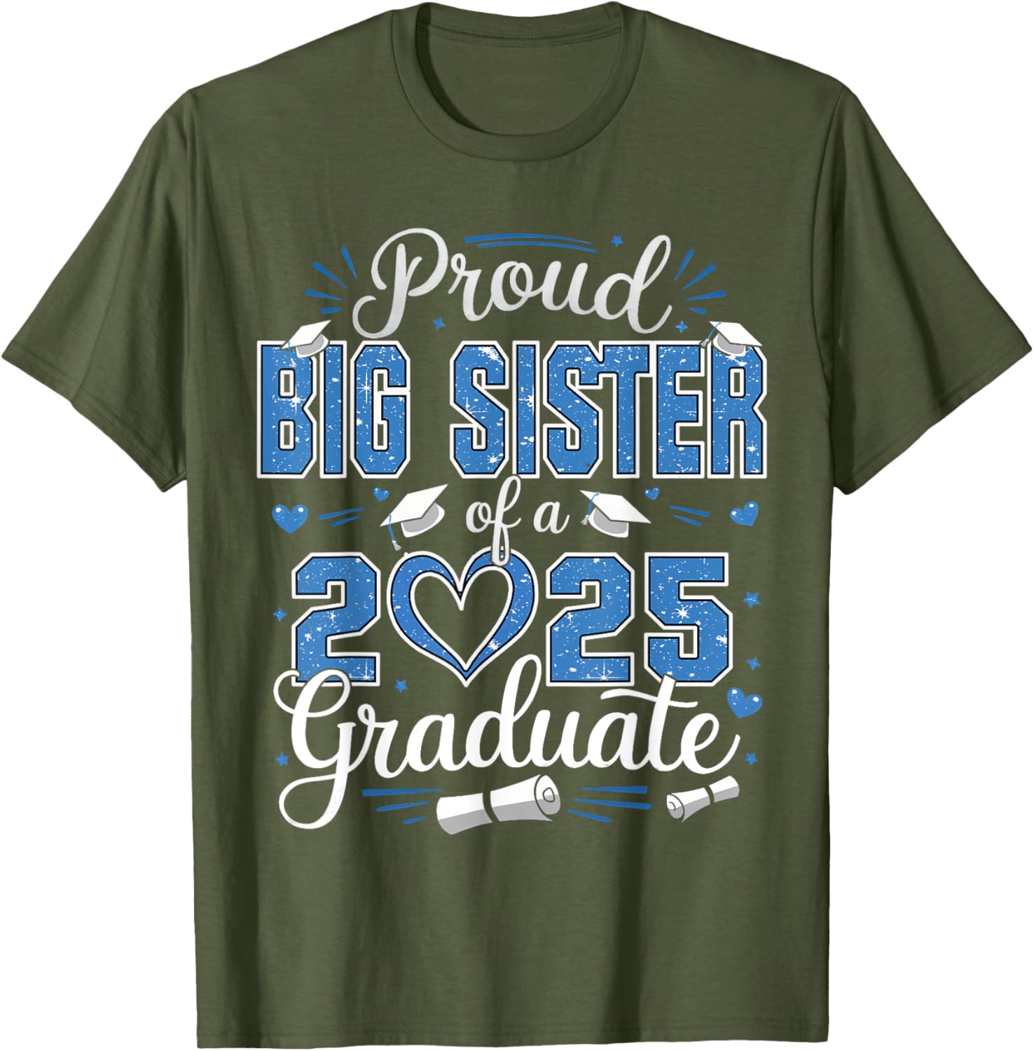 Proud Big Sister Class of 2025 Graduate Senior T-Shirt for Girls - 12
