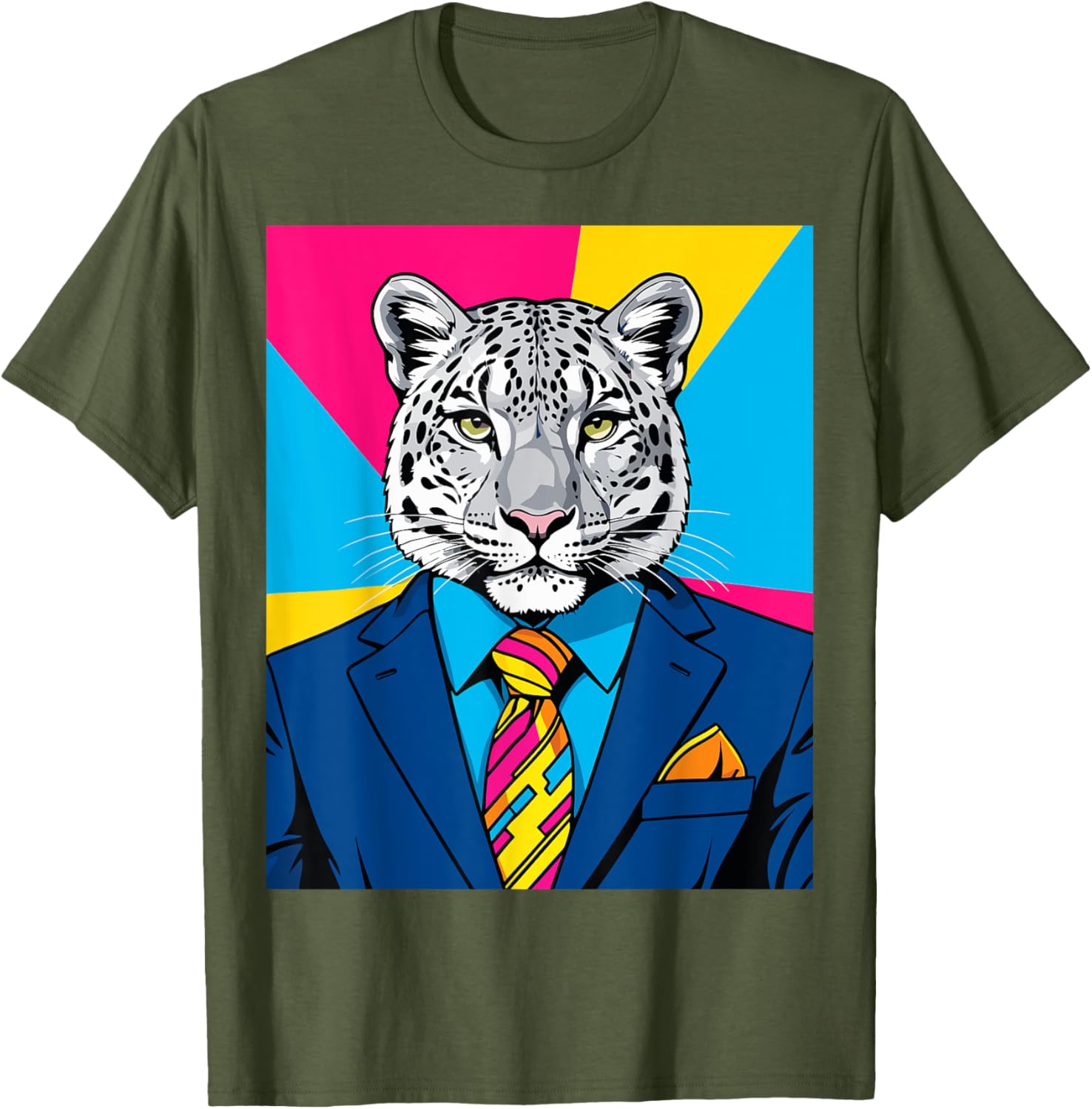 Pop Art Snow Leopard Business Suit T-Shirt Trendy Unique Fashion Wear - 5