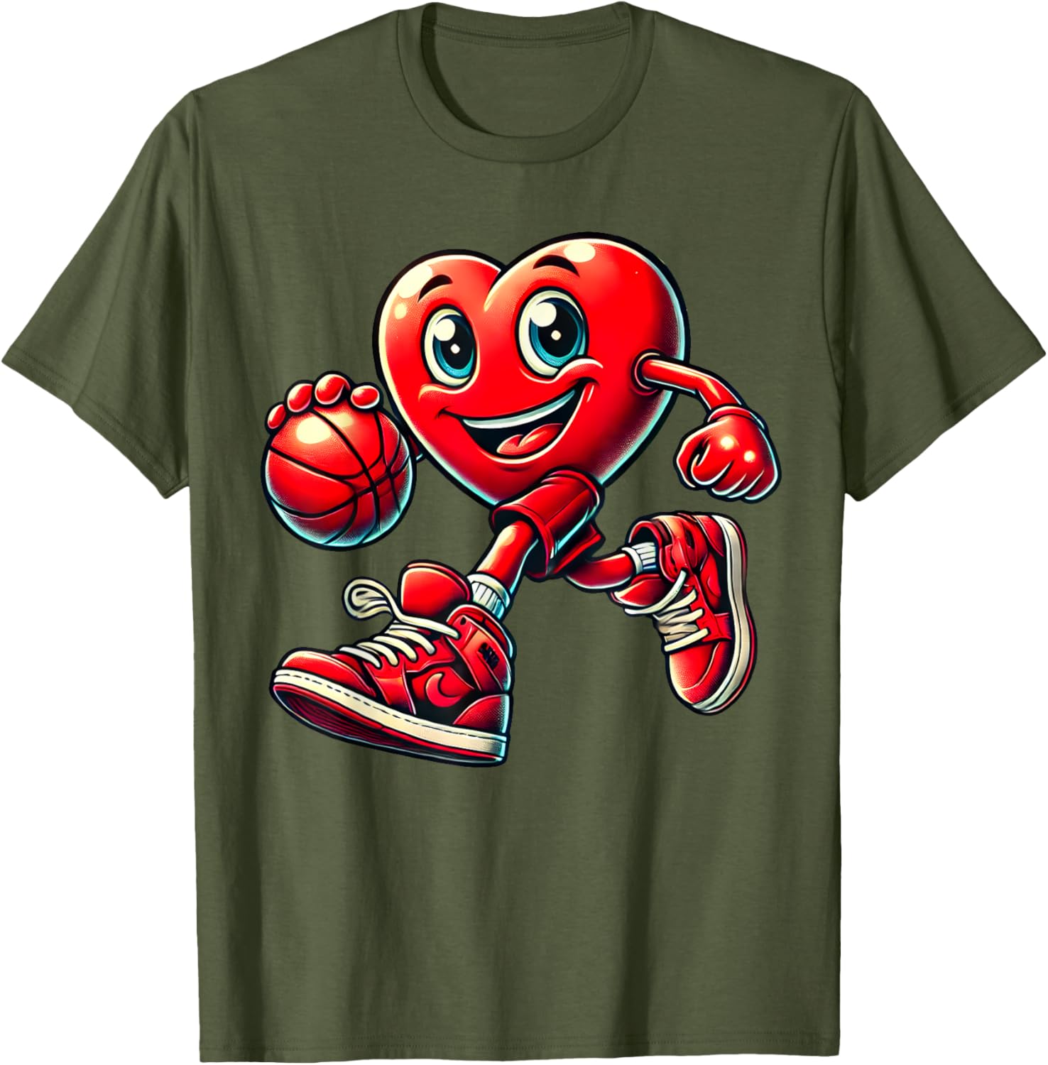 Valentine's Day Heart Basketball T-Shirt for Kids and Adults Fun Design - 4