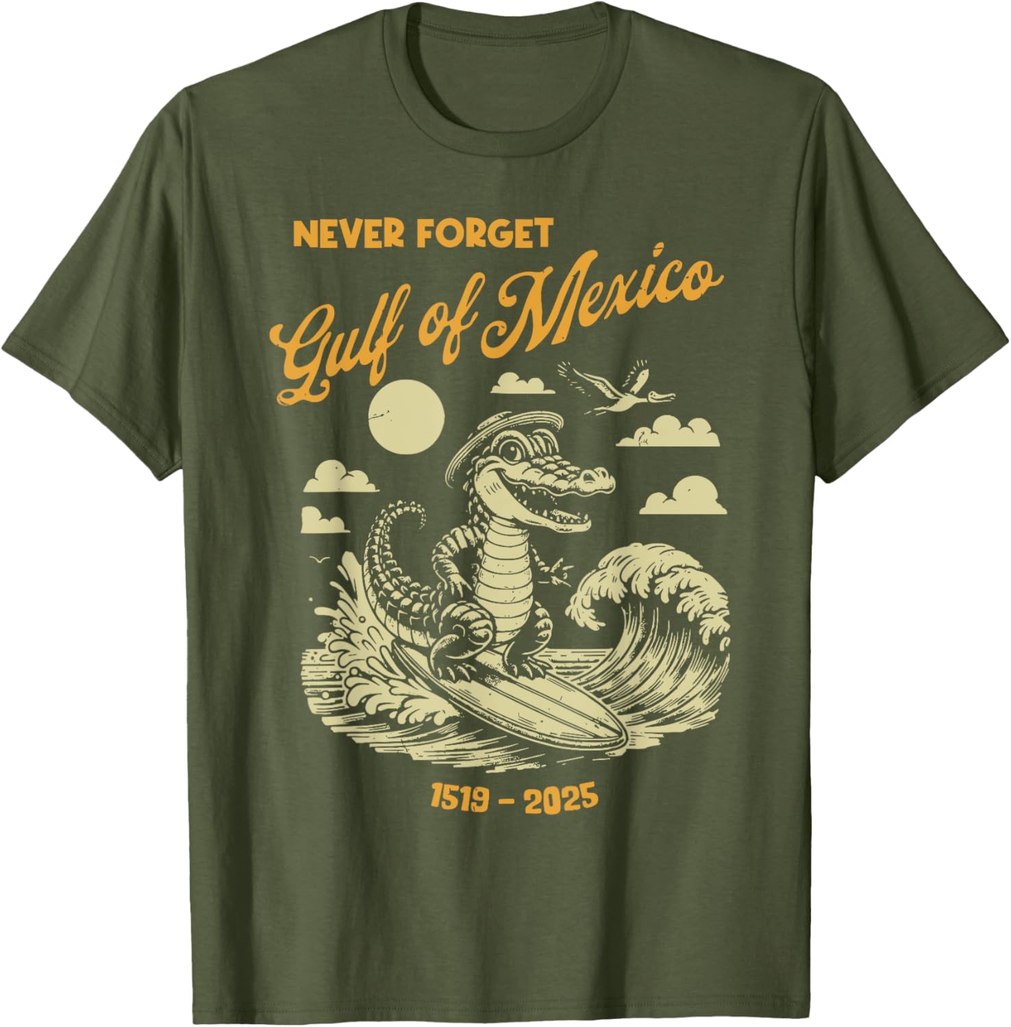 Gulf of Mexico Crocodile T-Shirt for USA Lovers - Fun Casual Wear - 5