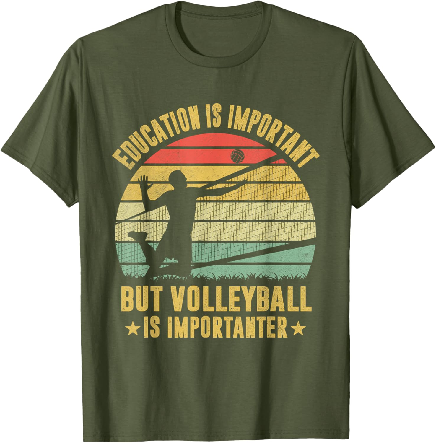 Retro Volleyball T-Shirt Education Is Important But Volleyball Is Importanter - 12