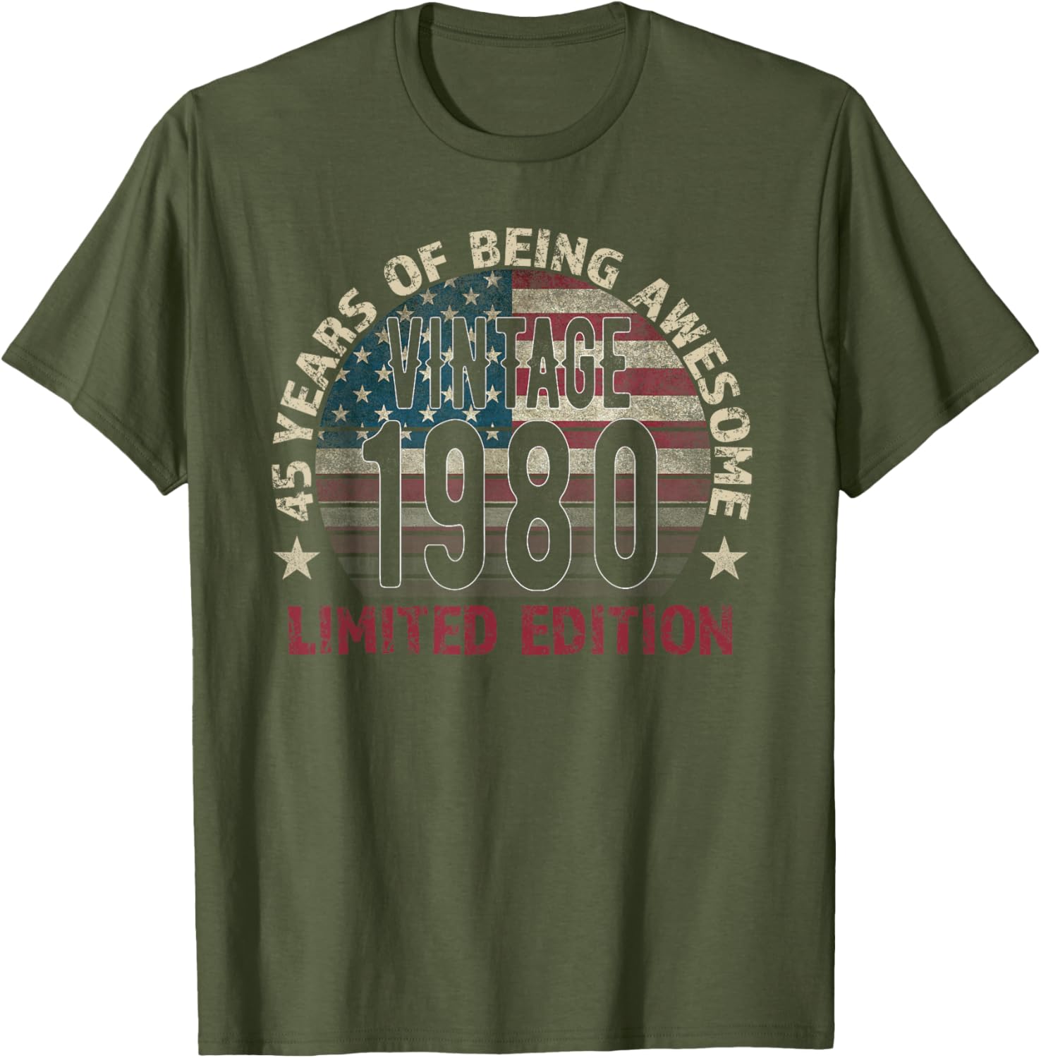 Vintage 45th Birthday Gift T-Shirt for Men Born in 1980 Turning 45 - 1