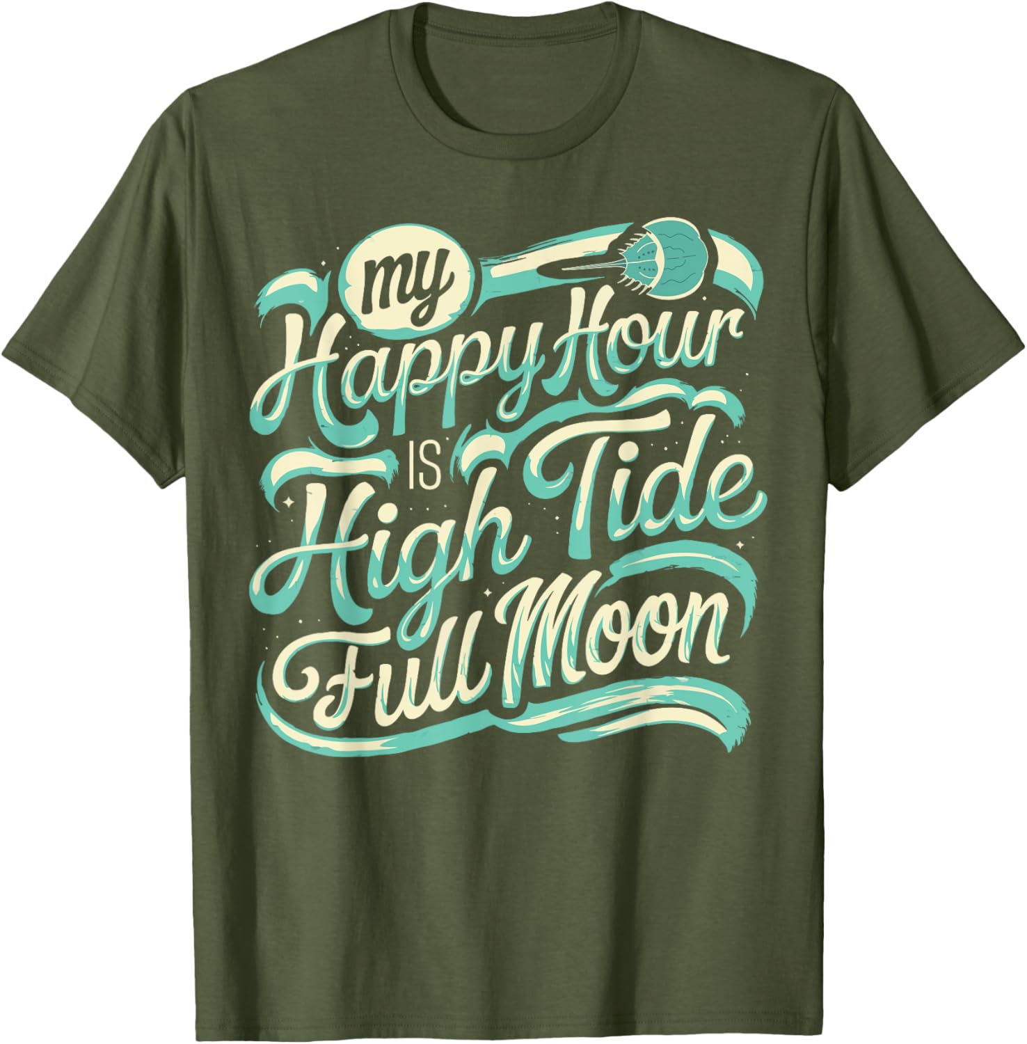 Horseshoe Crab Full Moon High Tide T-Shirt for Sea Life Lovers - 2