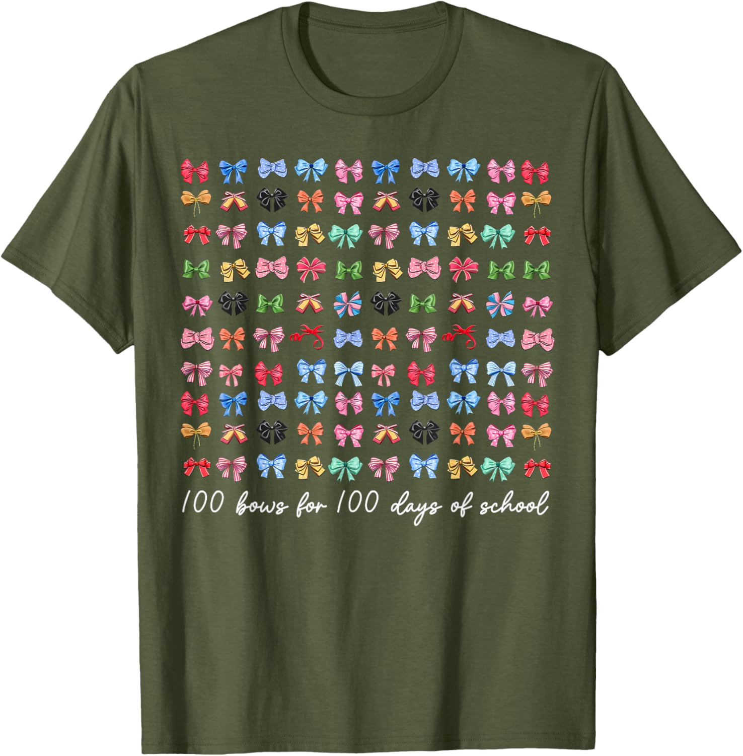 100 Bows For 100 Days Of School T-Shirt for Teachers and Kids - 8