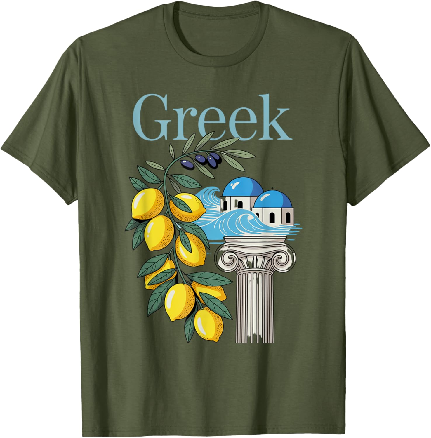 Greek Culture T-Shirt Featuring Lemons and Iconic Architecture Souvenir - 20