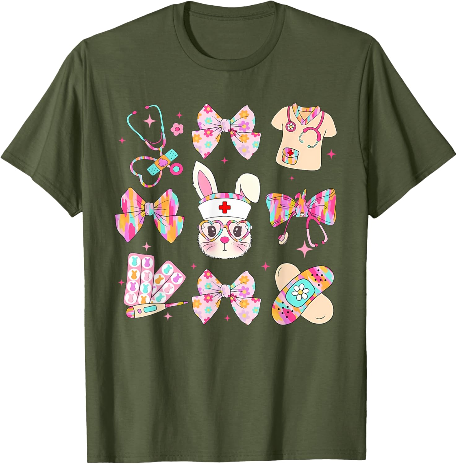 Easter Bunny T-Shirt for Nurses with Coquette Bow - Happy Easter Style - 12