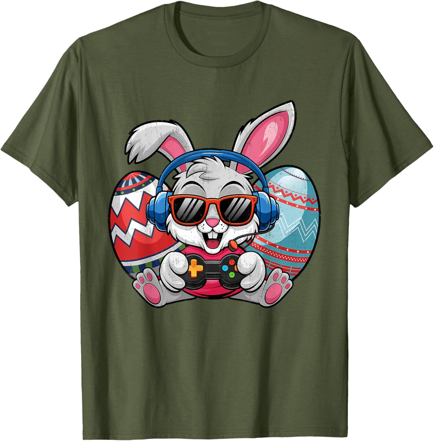 Cute Easter Bunny Playing Video Game Kids T-Shirt for Boys - 4
