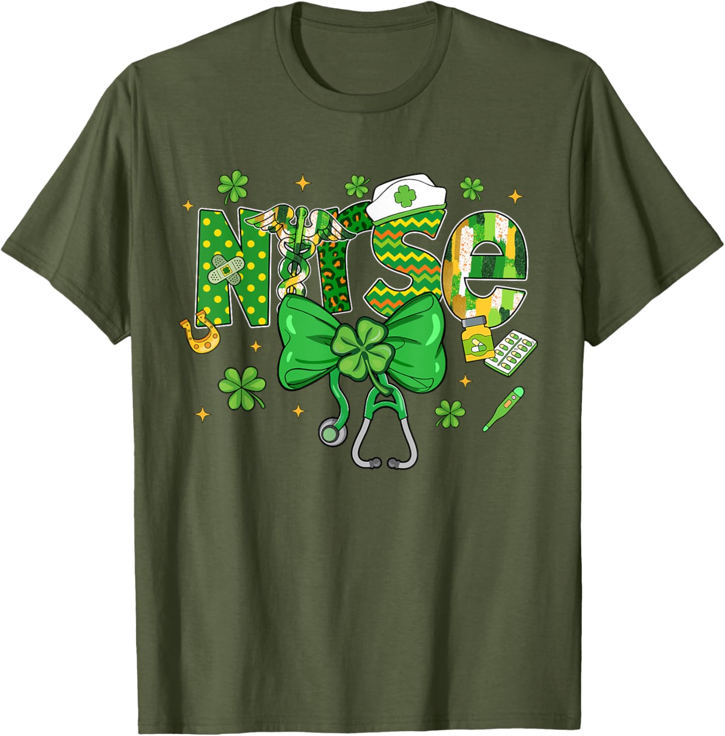 Irish Nurse Stethoscope St Patrick's Day T-Shirt for Healthcare Heroes - 9