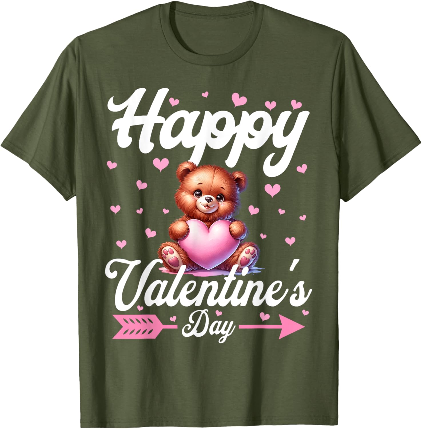 Cute Teddy Bear Holding Heart Happy Valentine's Day T-Shirt for Kids - 1