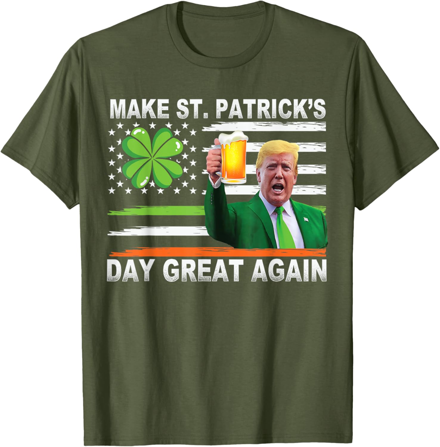 Make Saint Patrick's Day Great Again Funny Trump T-Shirt for Celebration - 14
