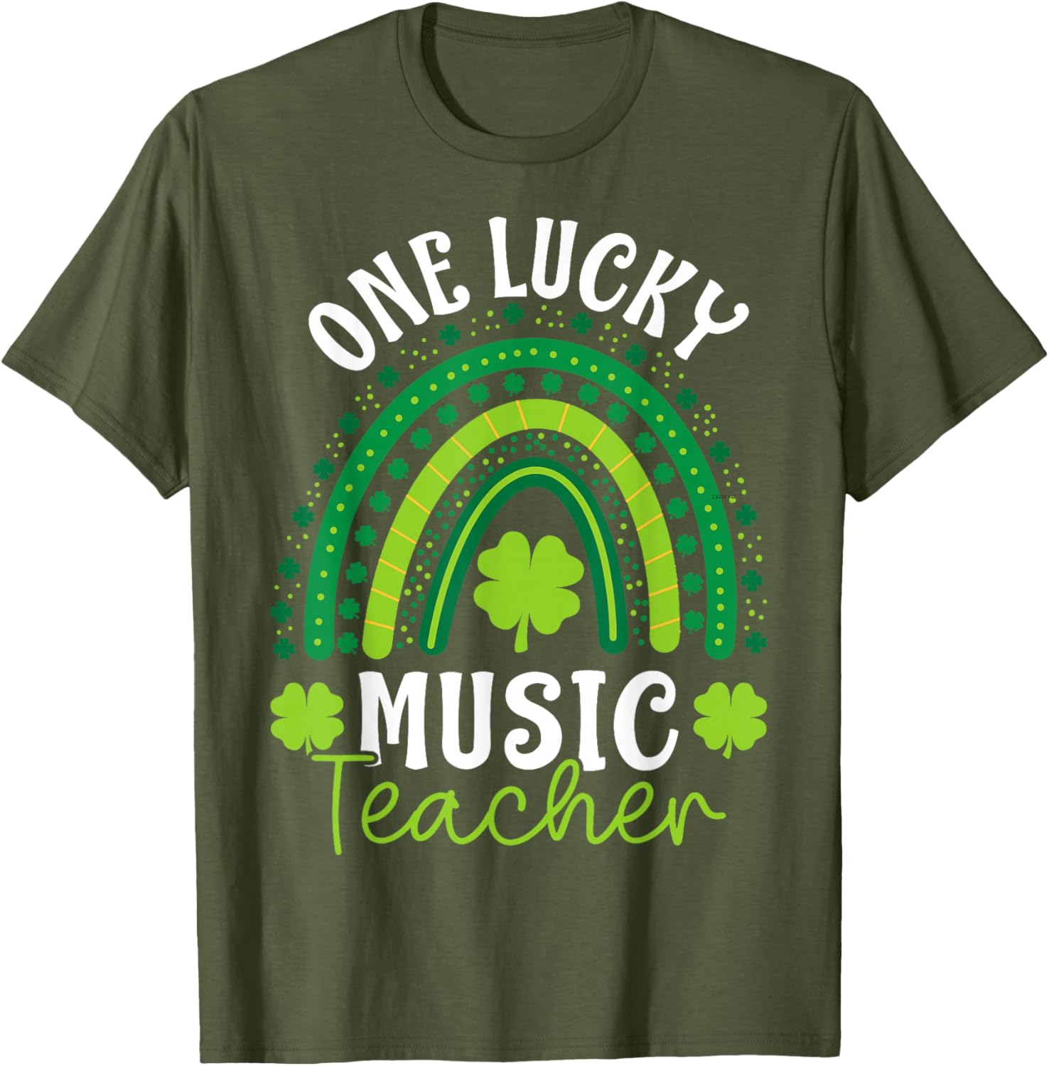 One Lucky Music Teacher Rainbow Shamrock T-Shirt for St Patrick's Day - 2