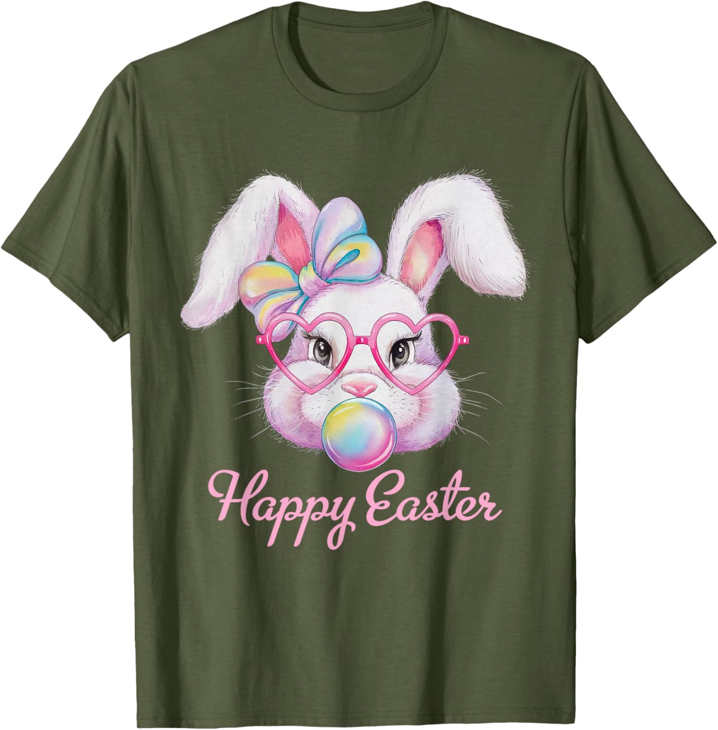 Happy Easter Cute Bunny Rabbit Face Tie Dye T-Shirt for Girls - 19