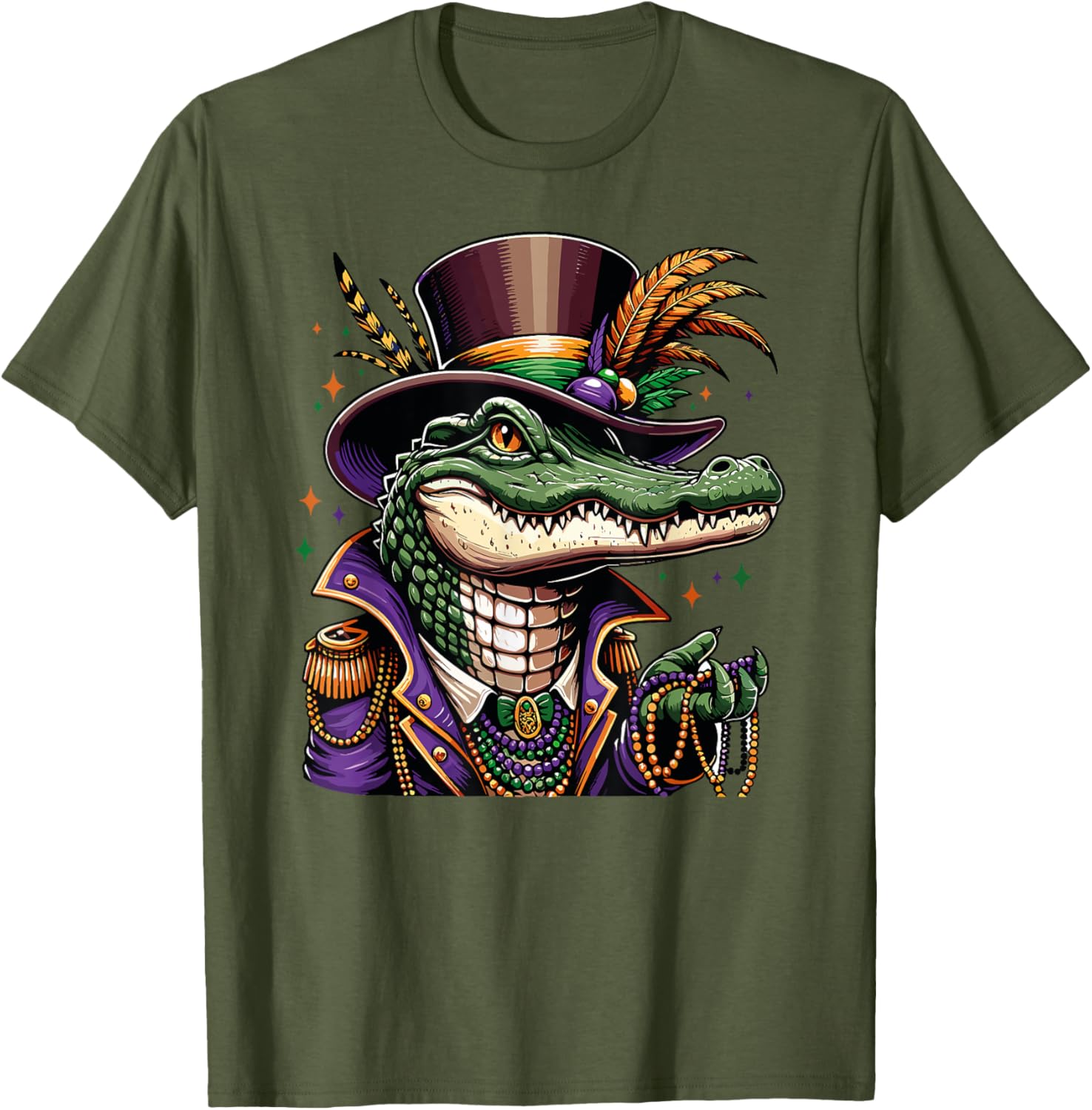 Mardigator Mardi Gras Alligator T-Shirt for Fun Men and Women - 17