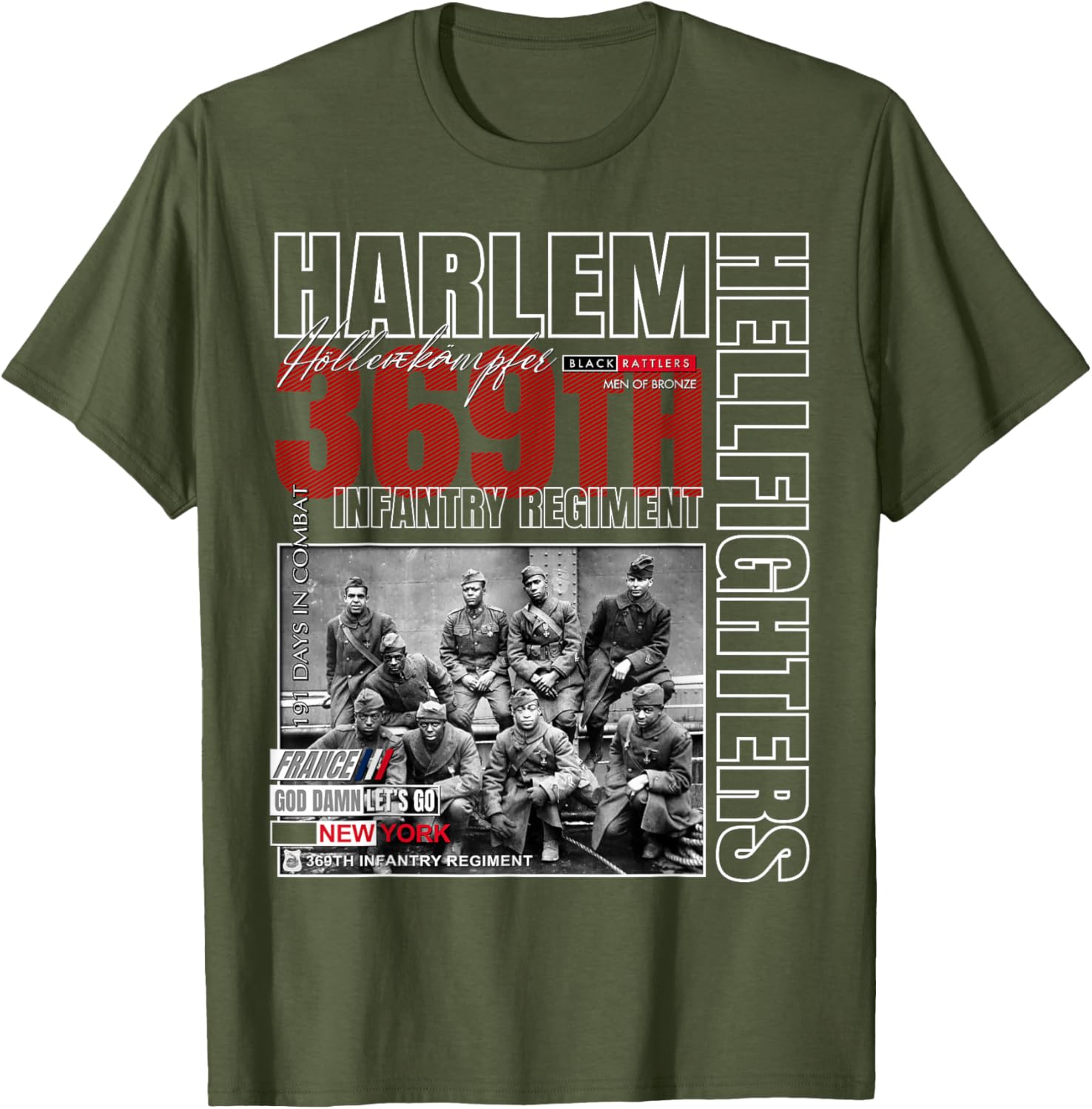 Harlem Hellfighters Tribute T-Shirt for Adults & Kids - Black Classic Fit - 6