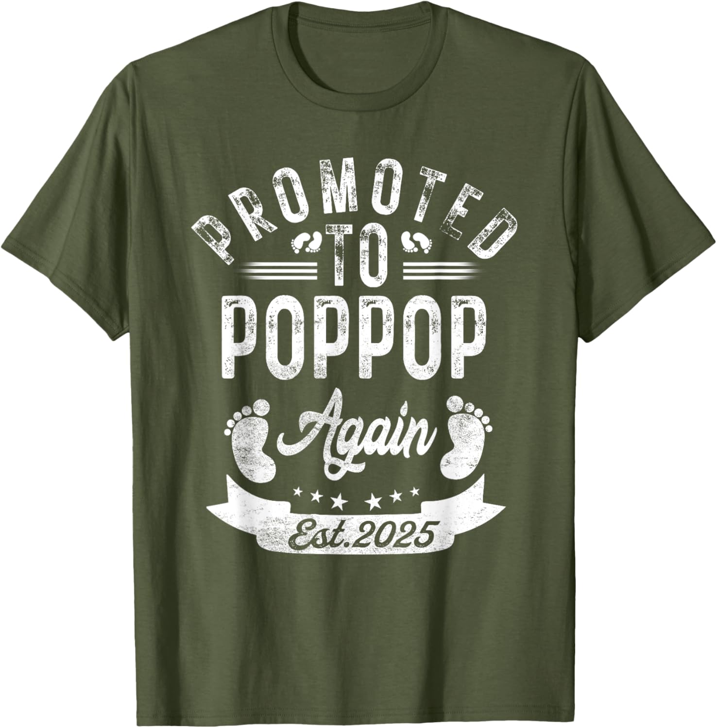 Promoted To Poppop Again EST 2025 Cute Pregnancy Announcement T-Shirt - 7