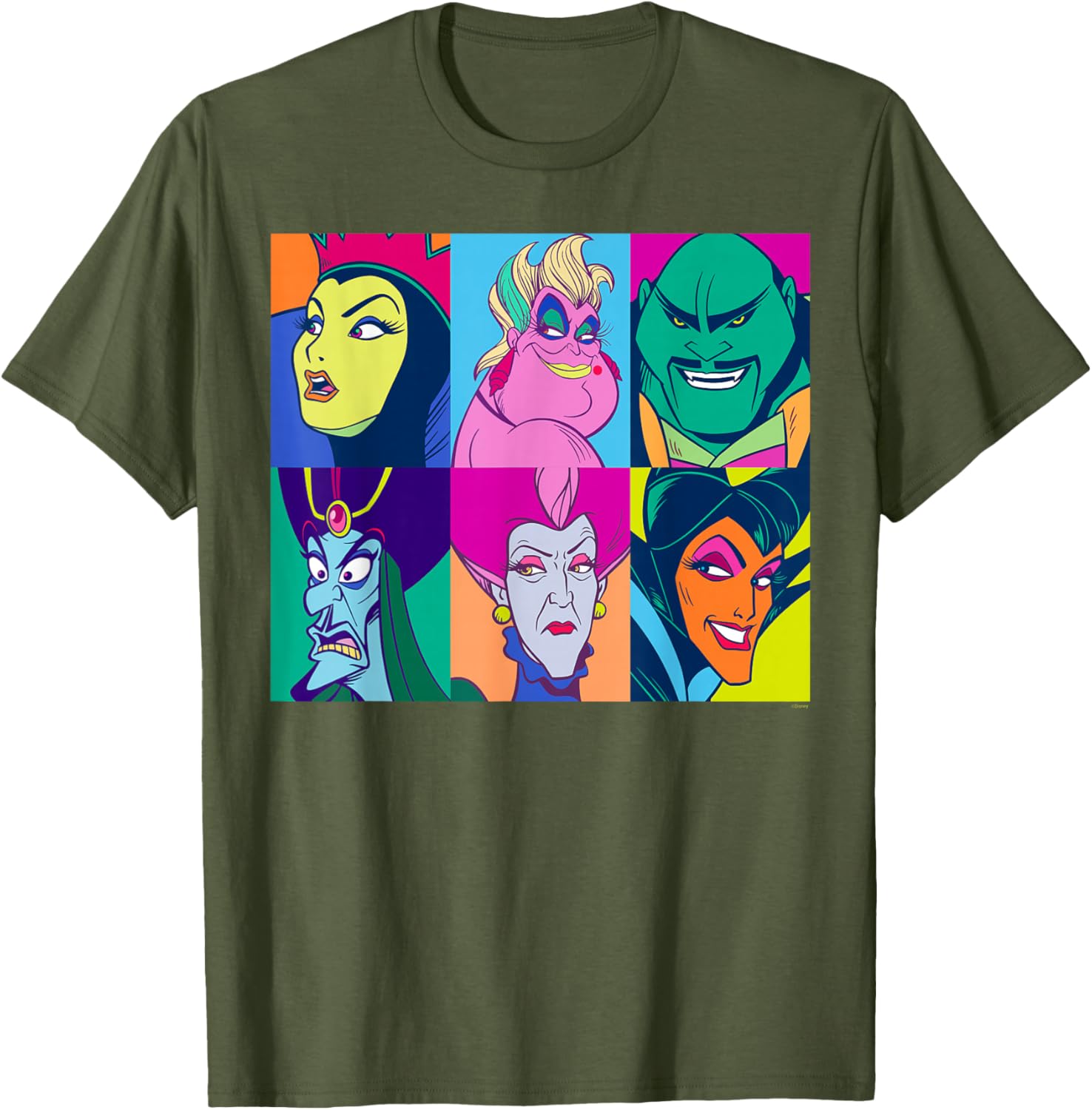 Disney Villains Retro Color Grid T-Shirt for Fans of Classic Characters - 23