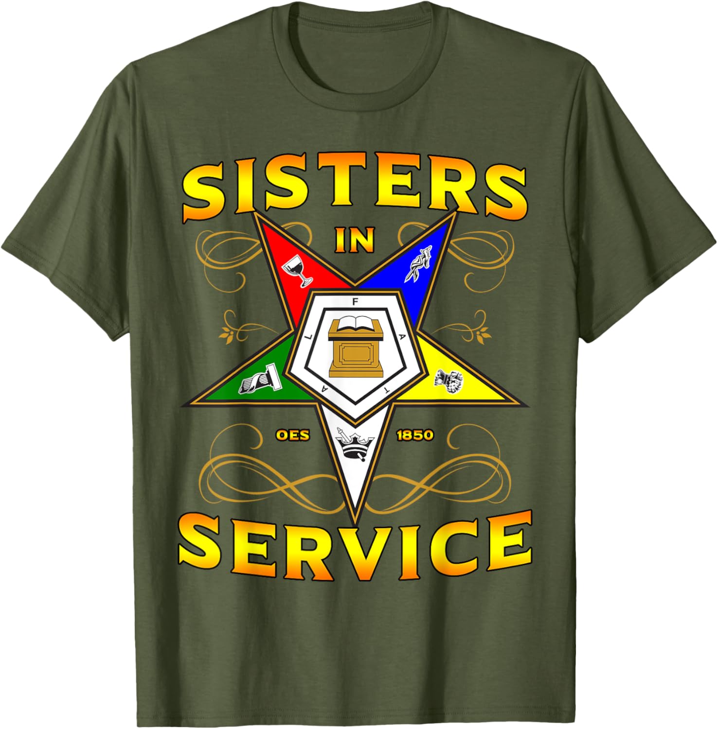 Sisters in Service OES 1850 Order of the Eastern Star T-Shirt for Women - 8
