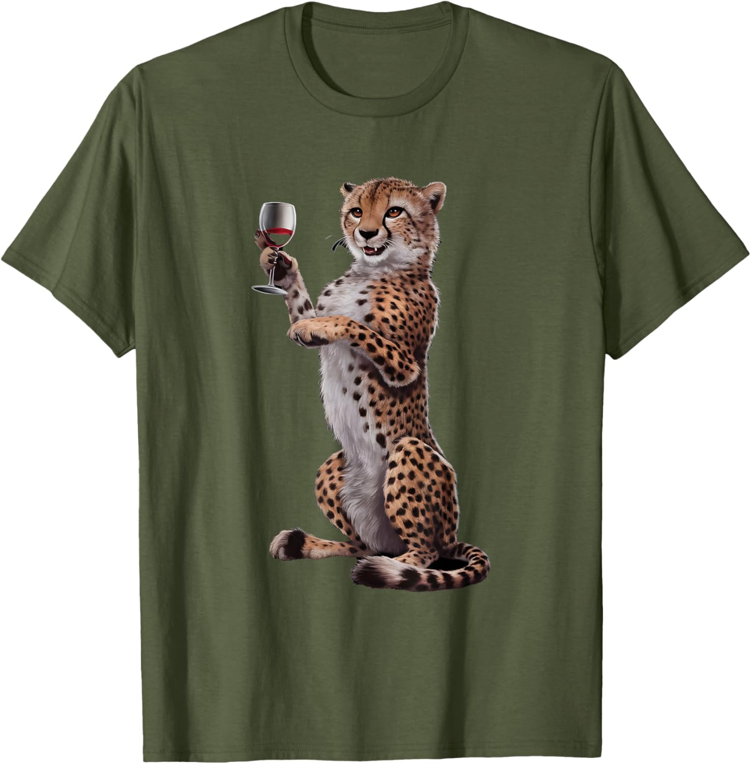 Cheetah Drinking Wine T-Shirt Fun Animal Lover Apparel for All Occasions - 5