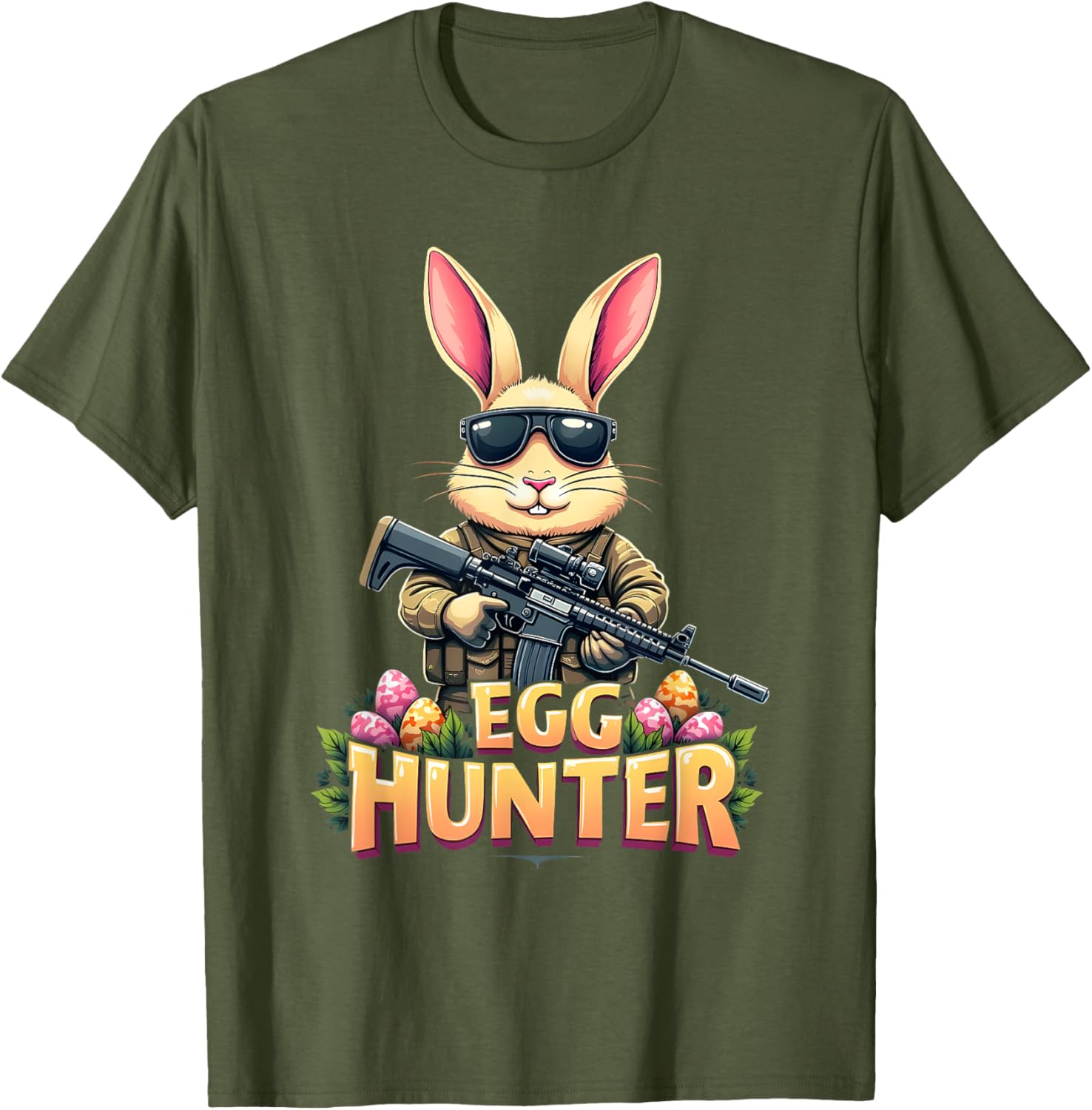 Cute Easter Egg Hunter Boys T-Shirt Featuring Deer Bunny Design - 8
