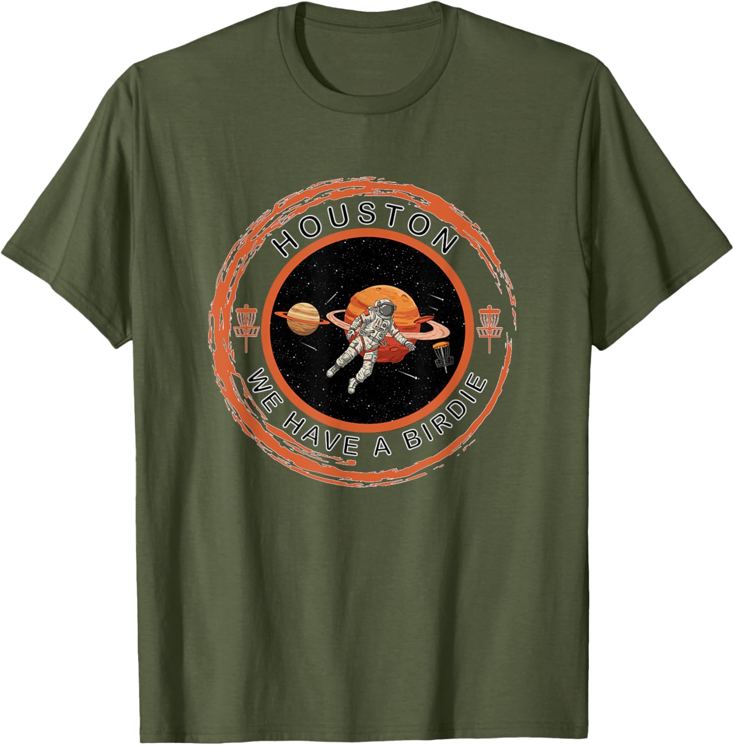 Disc Golf Astronaut We Have A Birdie T-Shirt for Fun Golf Lovers - 3