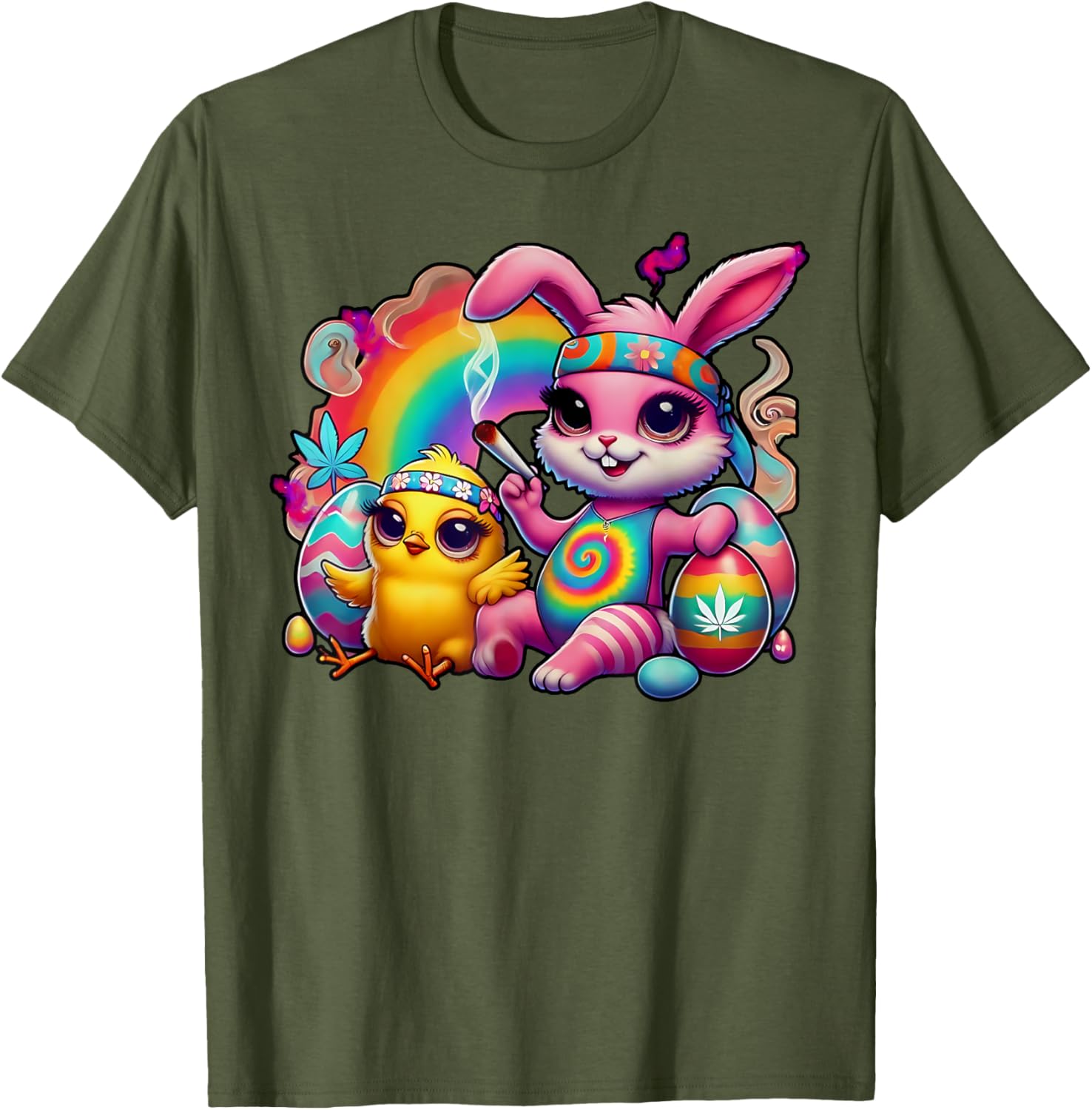 Stoned Easter Bunny Chick T-Shirt for Cannabis Lovers and Fun Celebrations - 16