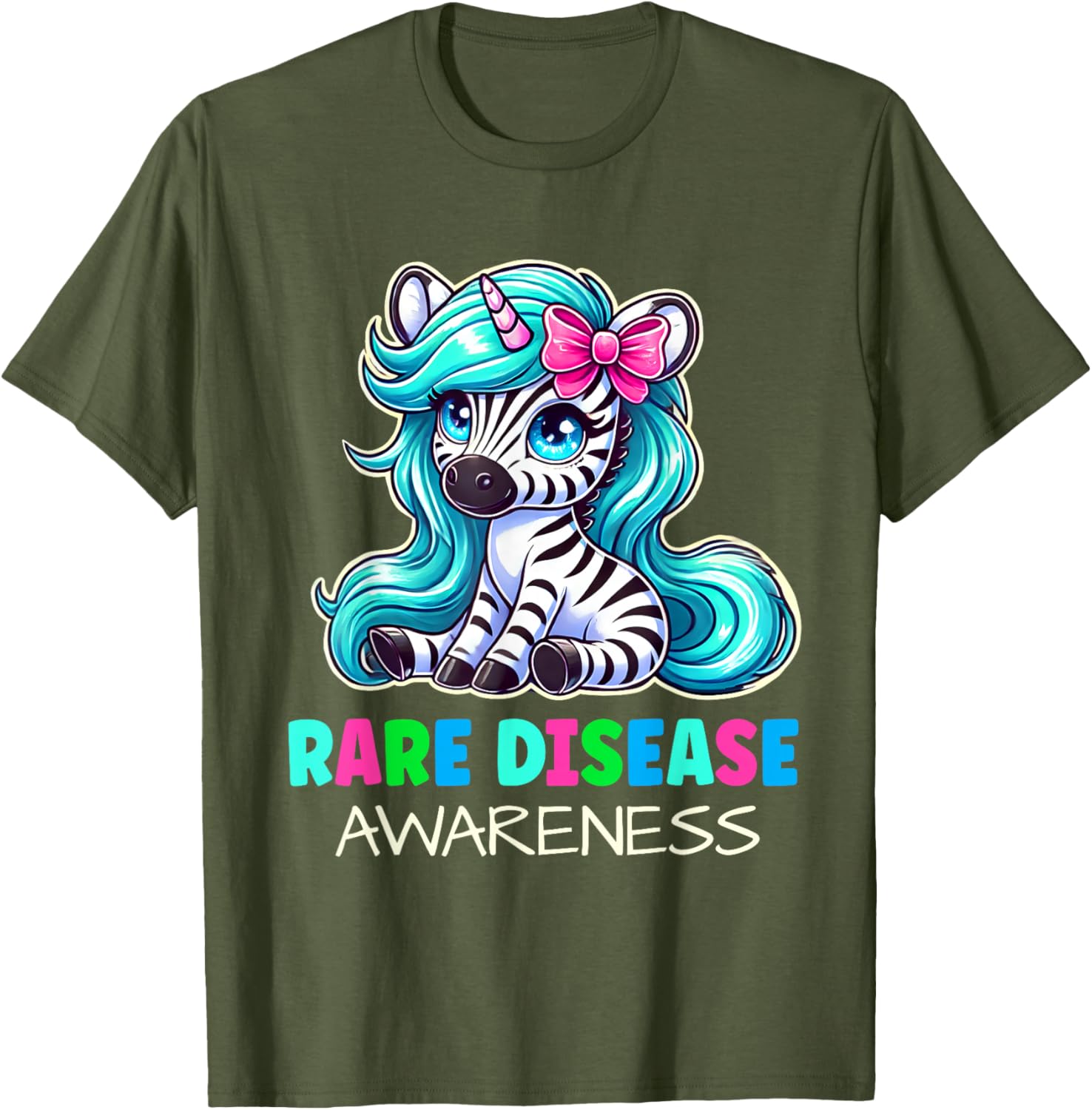 Rare Disease Awareness Zabra Ribbon Kids T-Shirt for Rare Disease Day - 13