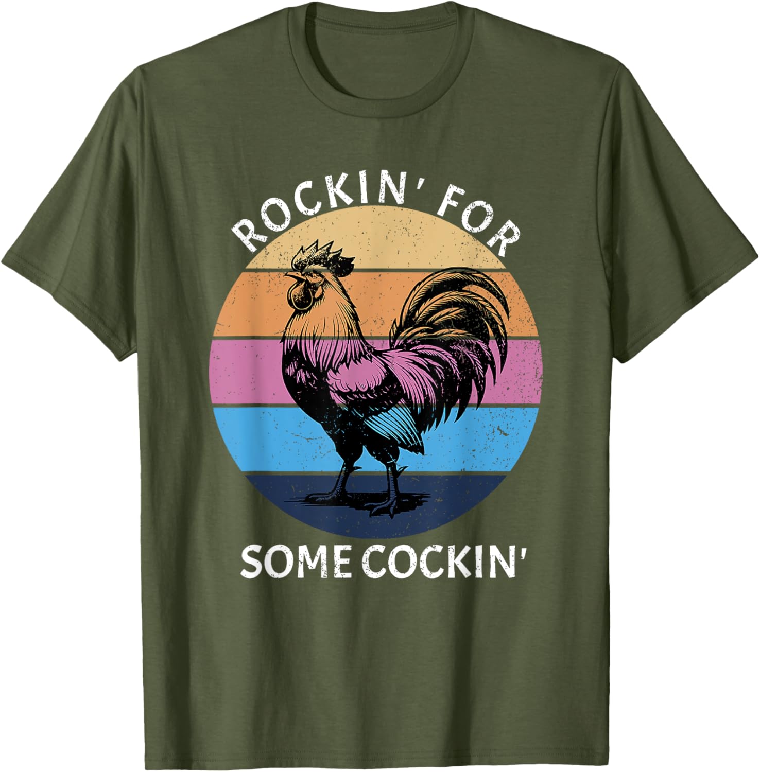 Funny Rockin Chicken T-Shirt for Lively & Fun-Casual Outfits - 1