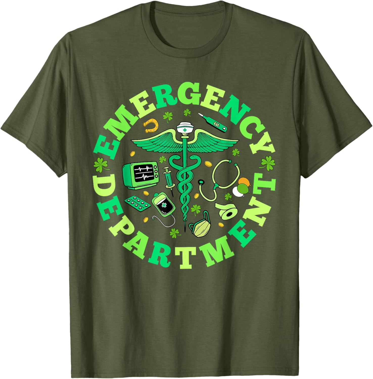 Emergency Nurse St Patricks Day Shamrock T-Shirt for ED RNs - 4