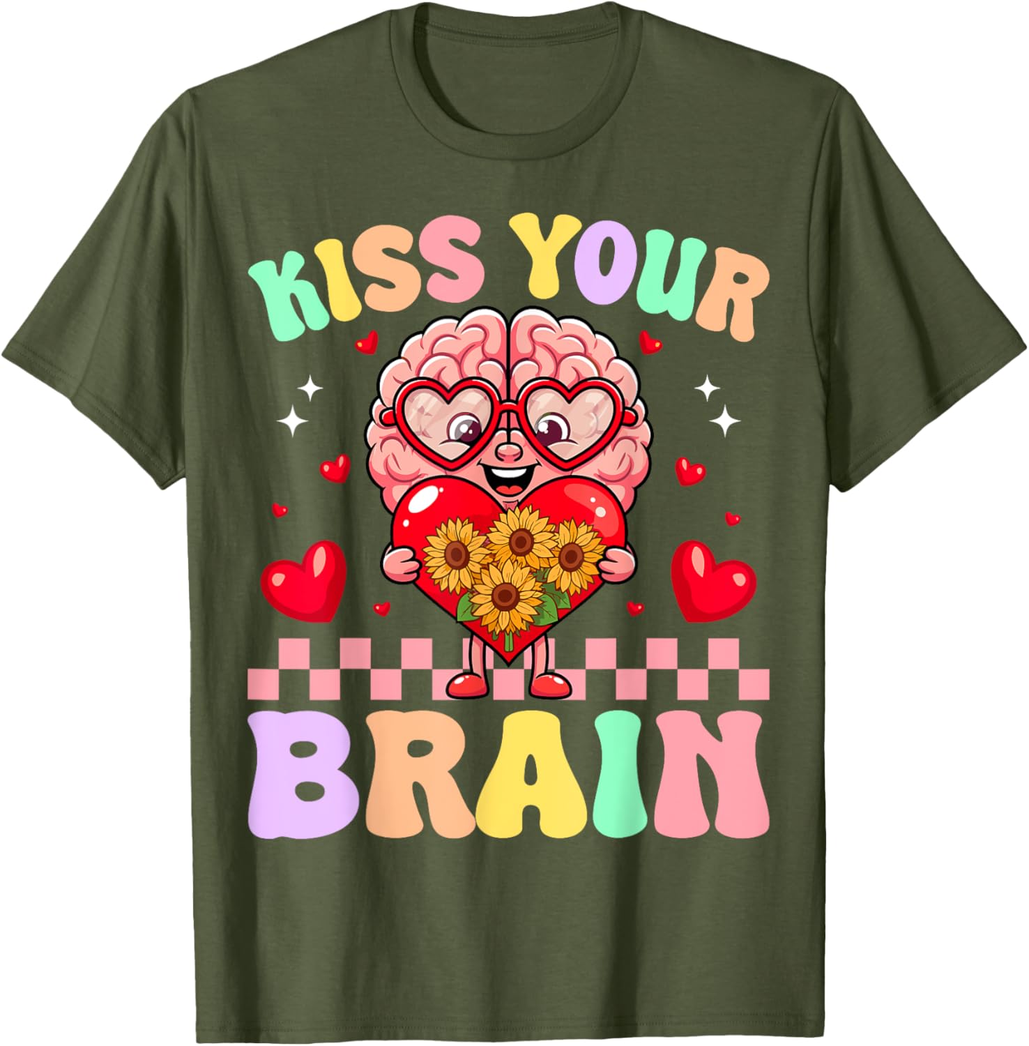Funny Teacher Valentine's Day T-Shirt - Kiss Your Brain Gift for Educators - 2