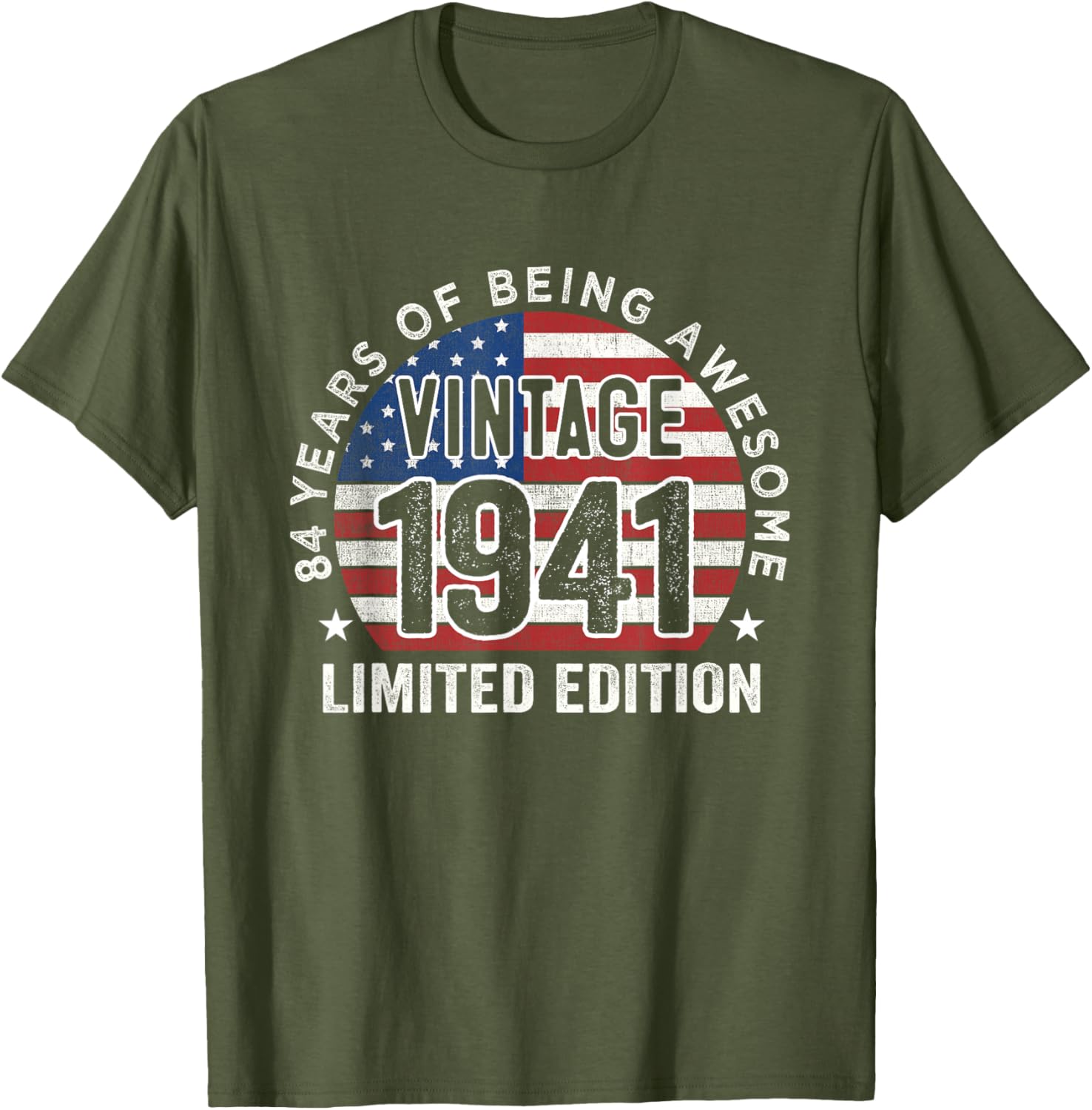 Vintage 1941 84th Birthday T-Shirt for Men with USA Flag Design - 7