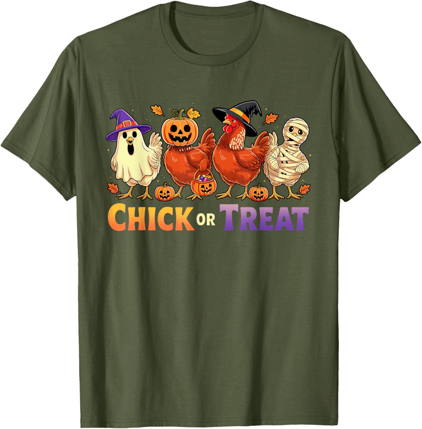 Funny Chick or Treat Halloween Witch Spooky Chicken Farmer T-Shirt - 3