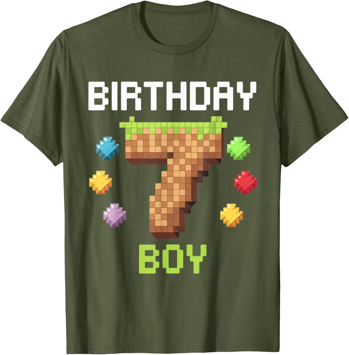 Birthday Boy Gamer 7th Birthday Pixel Number T-Shirt for Kids - 2