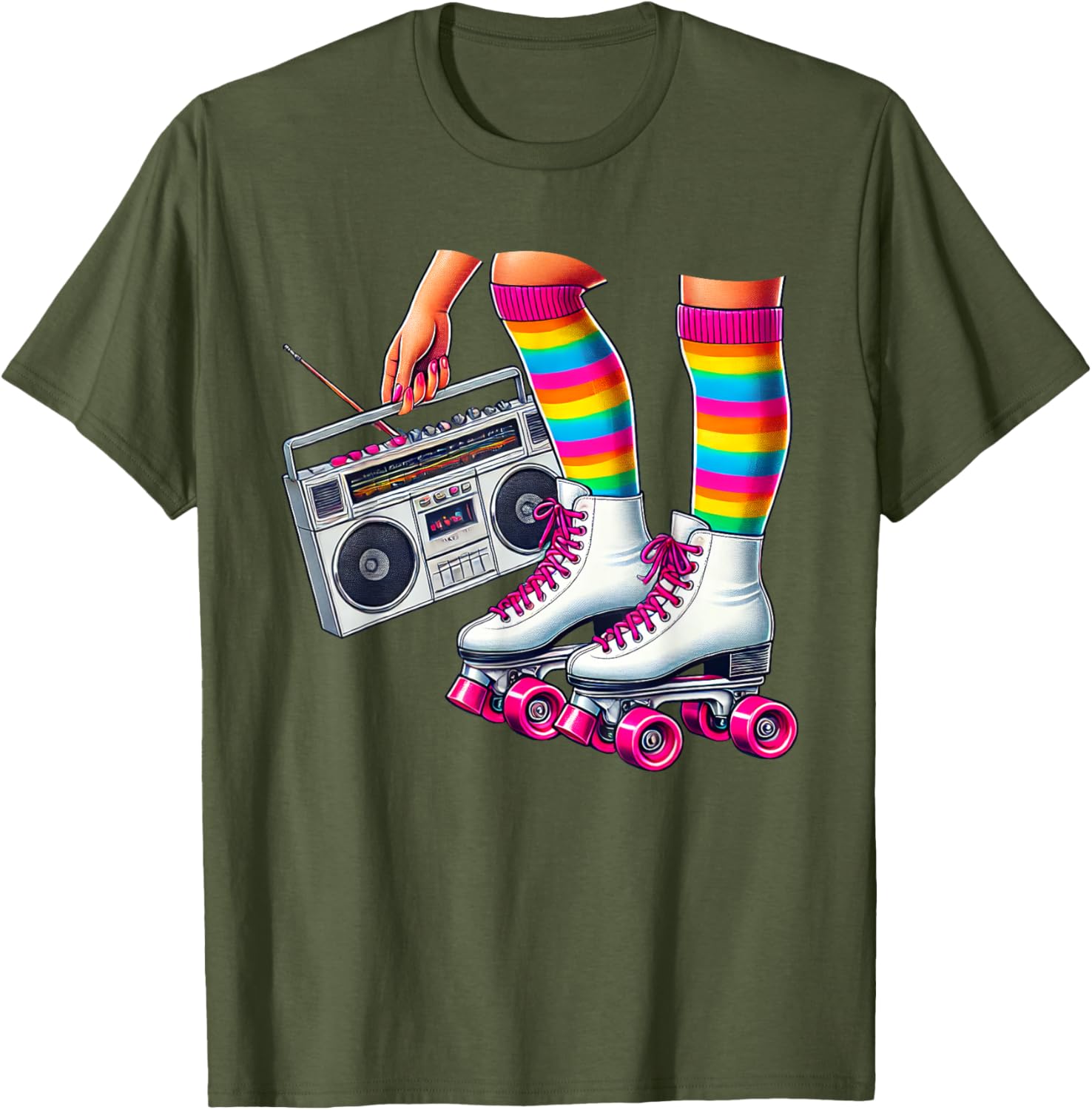 Funny 80s Roller Disco Skating Girl T-Shirt for Retro Fans - 23