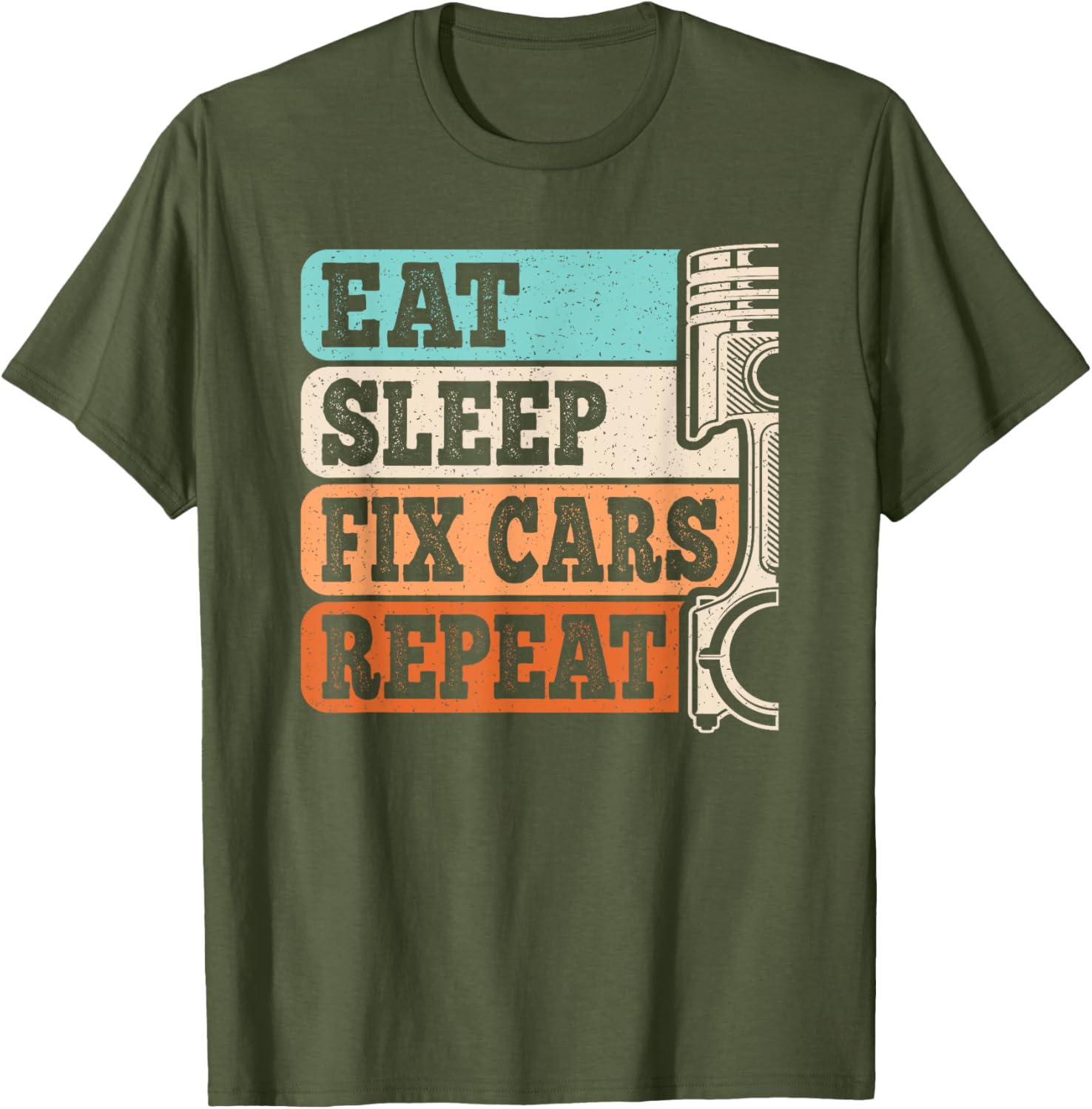 Retro Eat Sleep Fix Cars Repeat T-Shirt for Auto Mechanics Men - 1